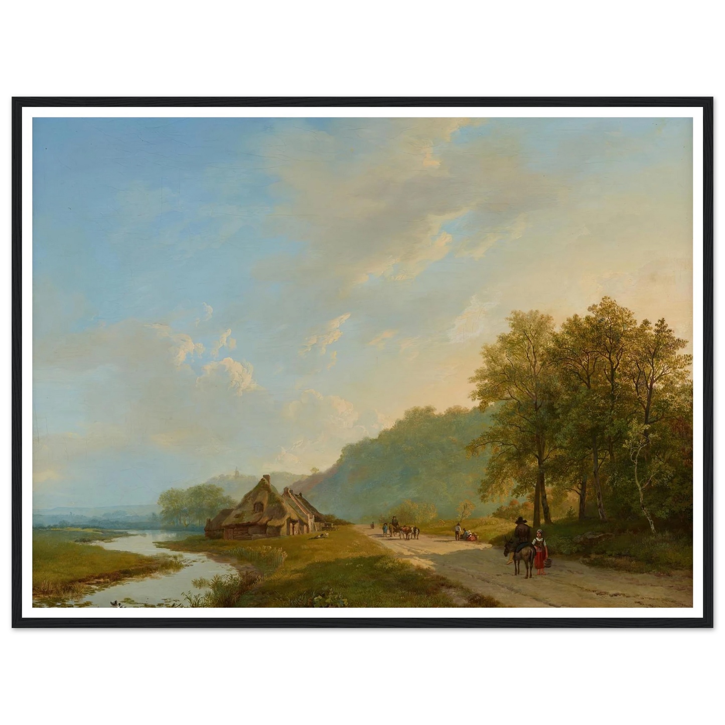 Blick auf den Weg der Hügelreihe von Beek bei Nijmegen (1826) Art Print | Barend Cornelis Koekkoek - Framed Poster - 30x40 cm / 12x16″ - Black frame