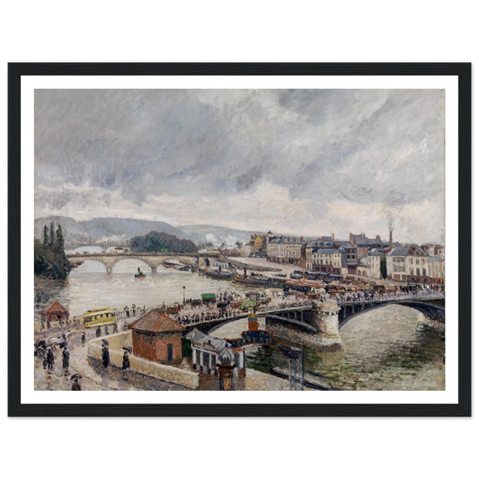 Blick auf die Grosse Brücke zu Rouen bei Regenstimmung (1896) Art Print | Camille Pissarro - Framed Poster - 30x40 cm / 12x16″ - Black frame