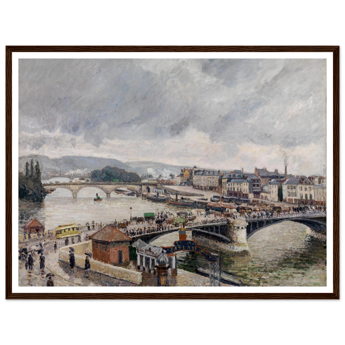 Blick auf die Grosse Brücke zu Rouen bei Regenstimmung (1896) Art Print | Camille Pissarro - Framed Poster - 30x40 cm / 12x16″ - Black frame