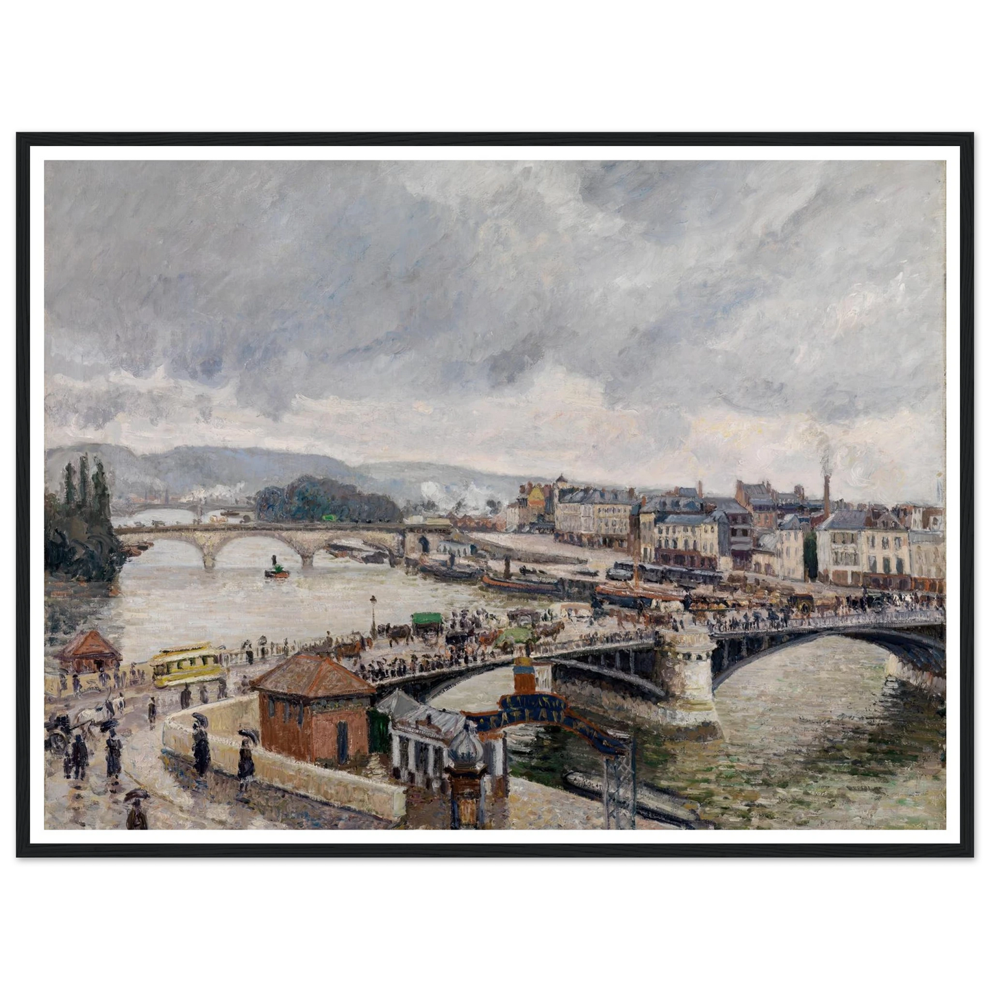 Blick auf die Grosse Brücke zu Rouen bei Regenstimmung (1896) Art Print | Camille Pissarro - Framed Poster - 30x40 cm / 12x16″ - Black frame