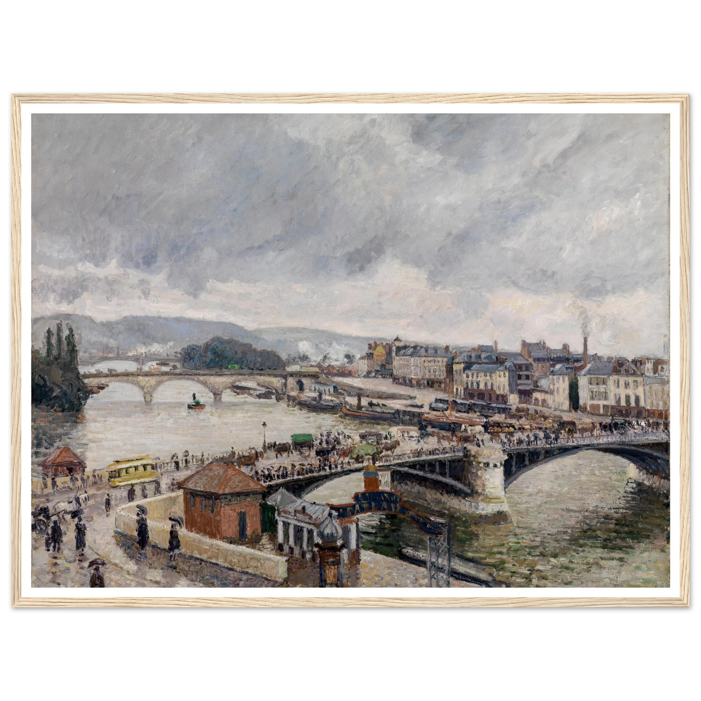Blick auf die Grosse Brücke zu Rouen bei Regenstimmung (1896) Art Print | Camille Pissarro - Framed Poster - 30x40 cm / 12x16″ - Black frame