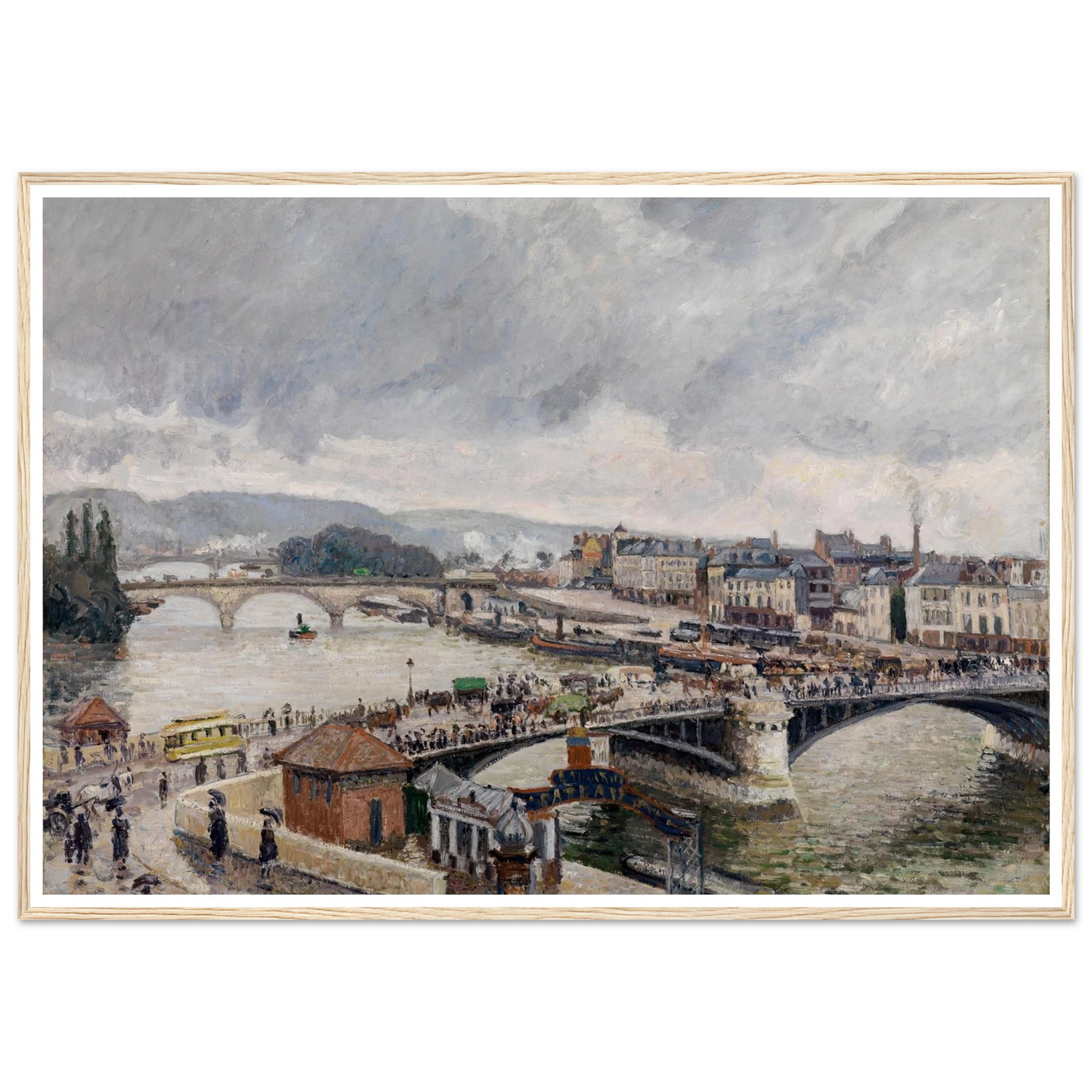 Blick auf die Grosse Brücke zu Rouen bei Regenstimmung (1896) Art Print | Camille Pissarro - Framed Poster - 30x40 cm / 12x16″ - Black frame