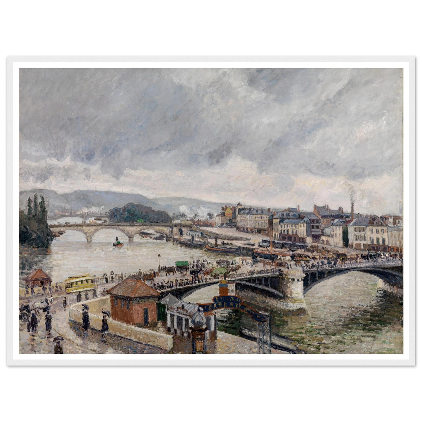 Blick auf die Grosse Brücke zu Rouen bei Regenstimmung (1896) Art Print | Camille Pissarro - Framed Poster - 30x40 cm / 12x16″ - Black frame