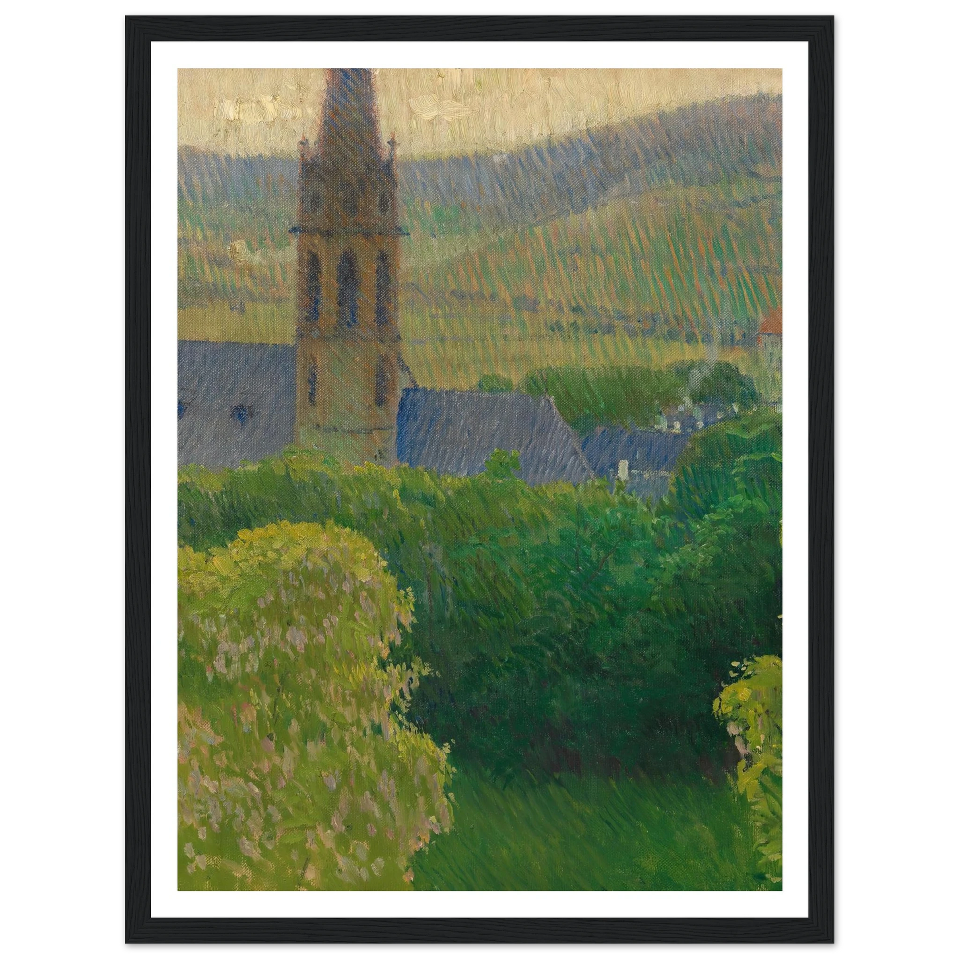 Blick auf die Heiligenstädter Pfarrkirche (St. Michael) (ca. 1905) Art Print | Carl Moll - Framed Poster - 30x40 cm / 12x16″ - Black frame