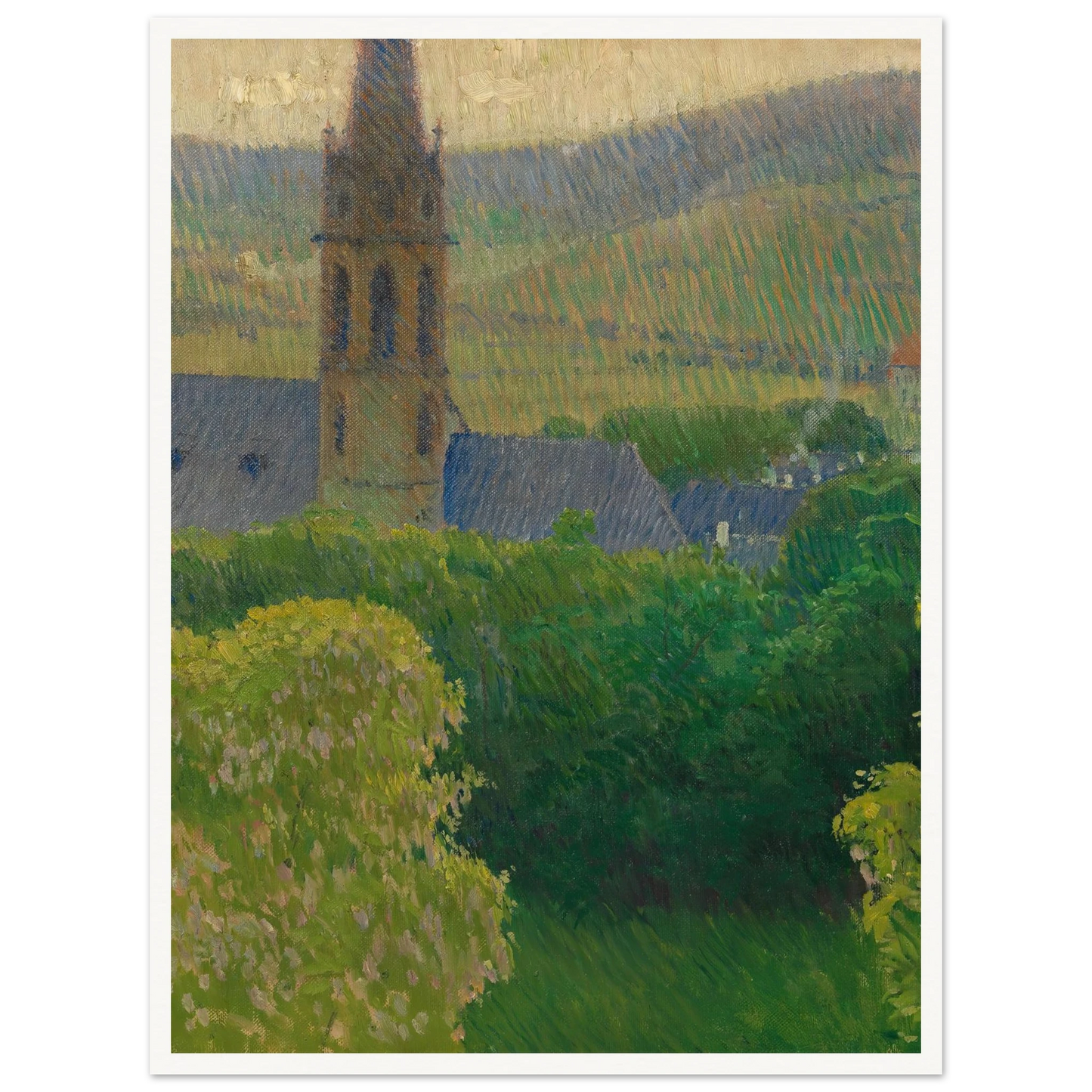 Blick auf die Heiligenstädter Pfarrkirche (St. Michael) (ca. 1905) Art Print | Carl Moll - Framed Poster - 30x40 cm / 12x16″ - Black frame