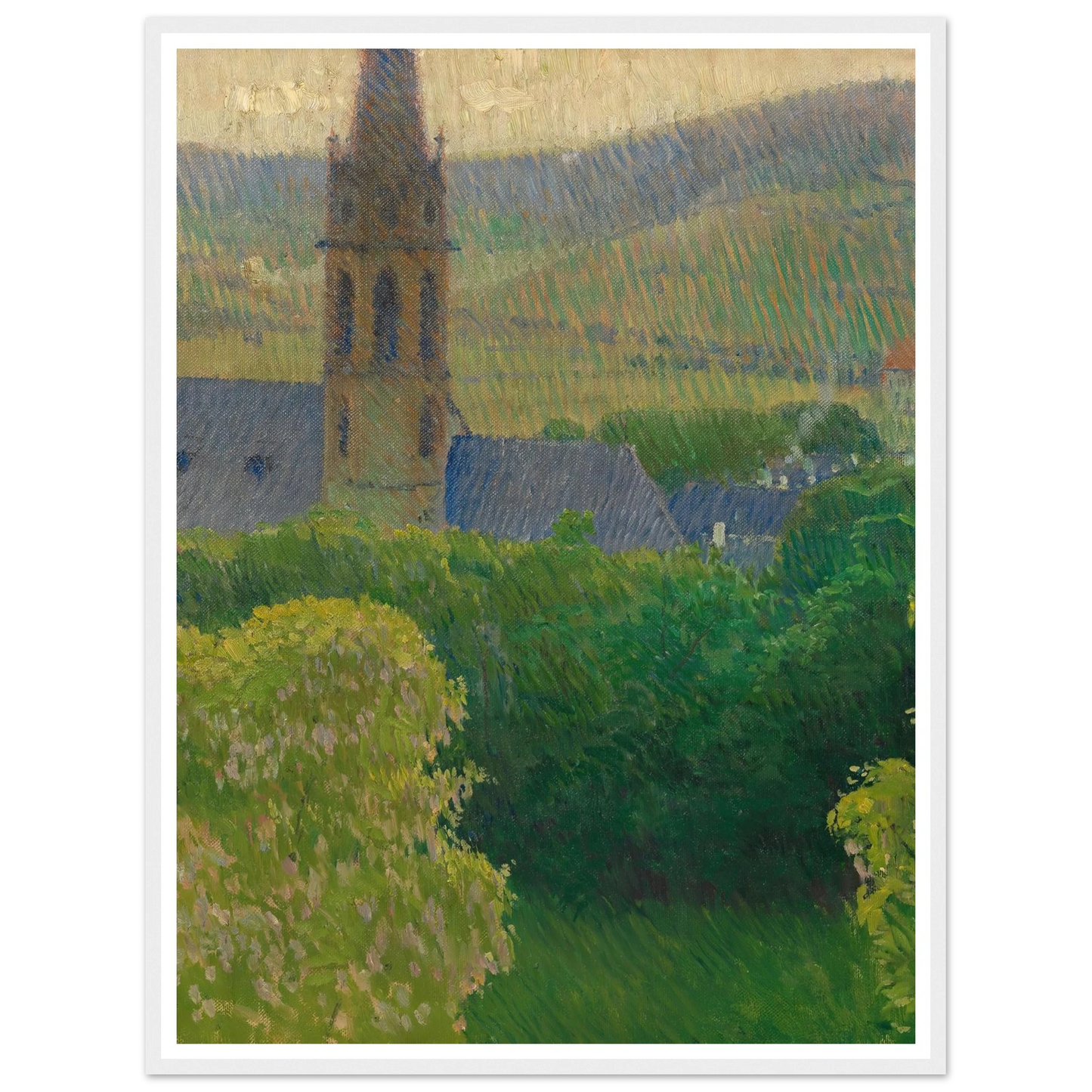 Blick auf die Heiligenstädter Pfarrkirche (St. Michael) (ca. 1905) Art Print | Carl Moll - Framed Poster - 30x40 cm / 12x16″ - Black frame