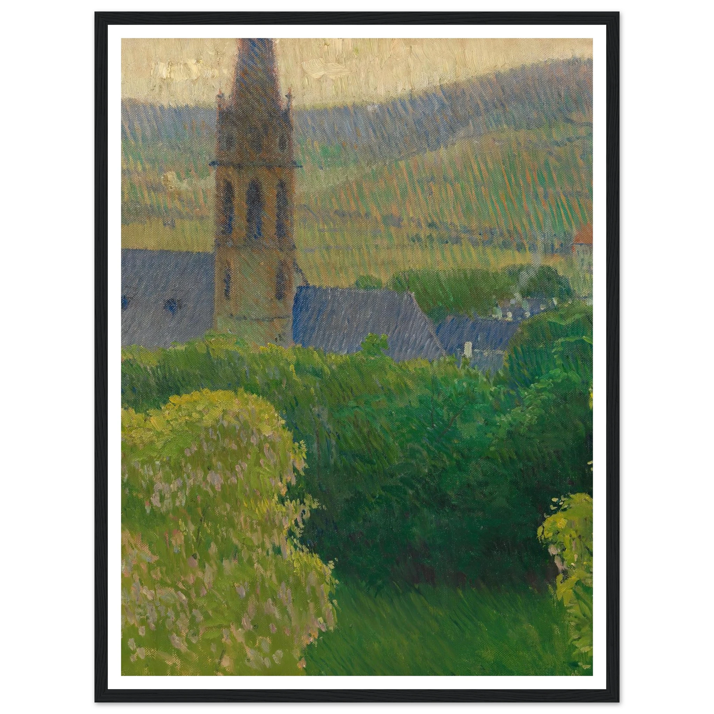 Blick auf die Heiligenstädter Pfarrkirche (St. Michael) (ca. 1905) Art Print | Carl Moll - Framed Poster - 30x40 cm / 12x16″ - Black frame