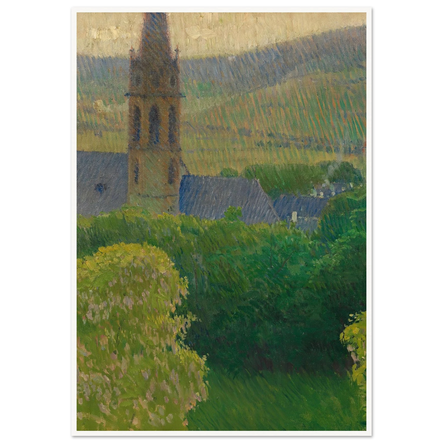 Blick auf die Heiligenstädter Pfarrkirche (St. Michael) (ca. 1905) Art Print | Carl Moll - Framed Poster - 30x40 cm / 12x16″ - Black frame