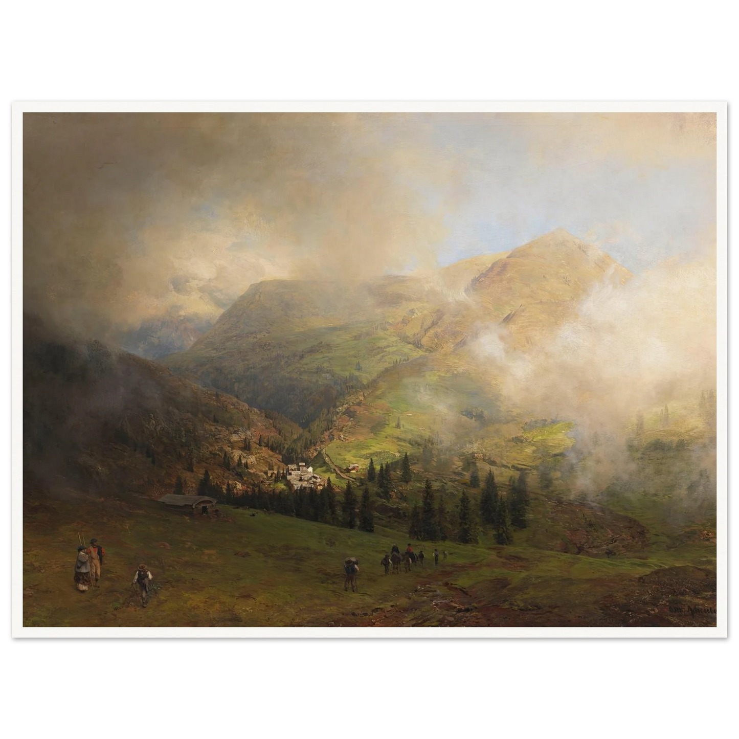 Blick auf die Rigi (1864) Art Print | Oswald Achenbach - Framed Poster - 30x40 cm / 12x16″ - Black frame