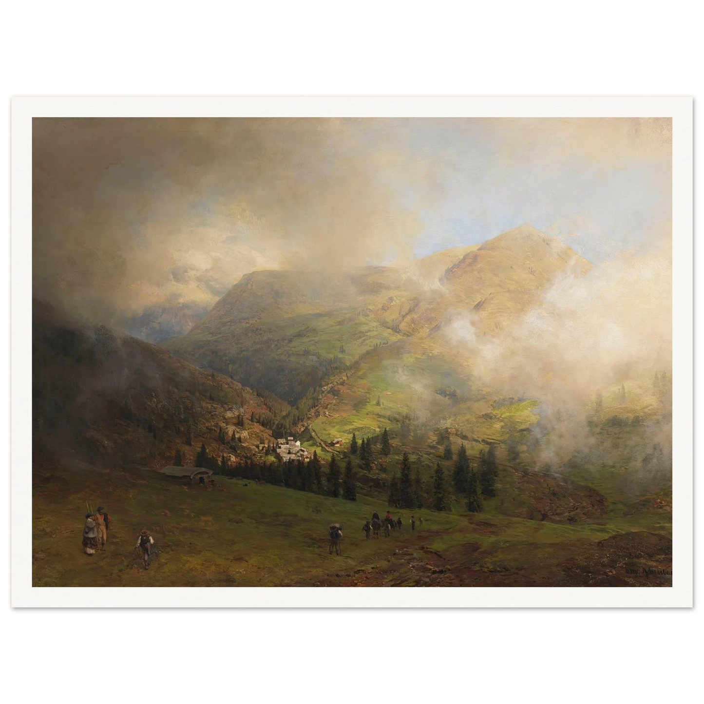 Blick auf die Rigi (1864) Art Print | Oswald Achenbach - Framed Poster - 30x40 cm / 12x16″ - Black frame
