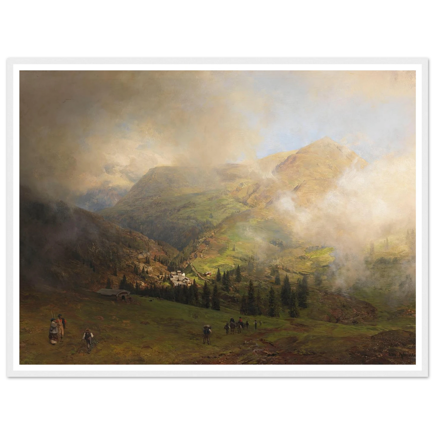 Blick auf die Rigi (1864) Art Print | Oswald Achenbach - Framed Poster - 30x40 cm / 12x16″ - Black frame