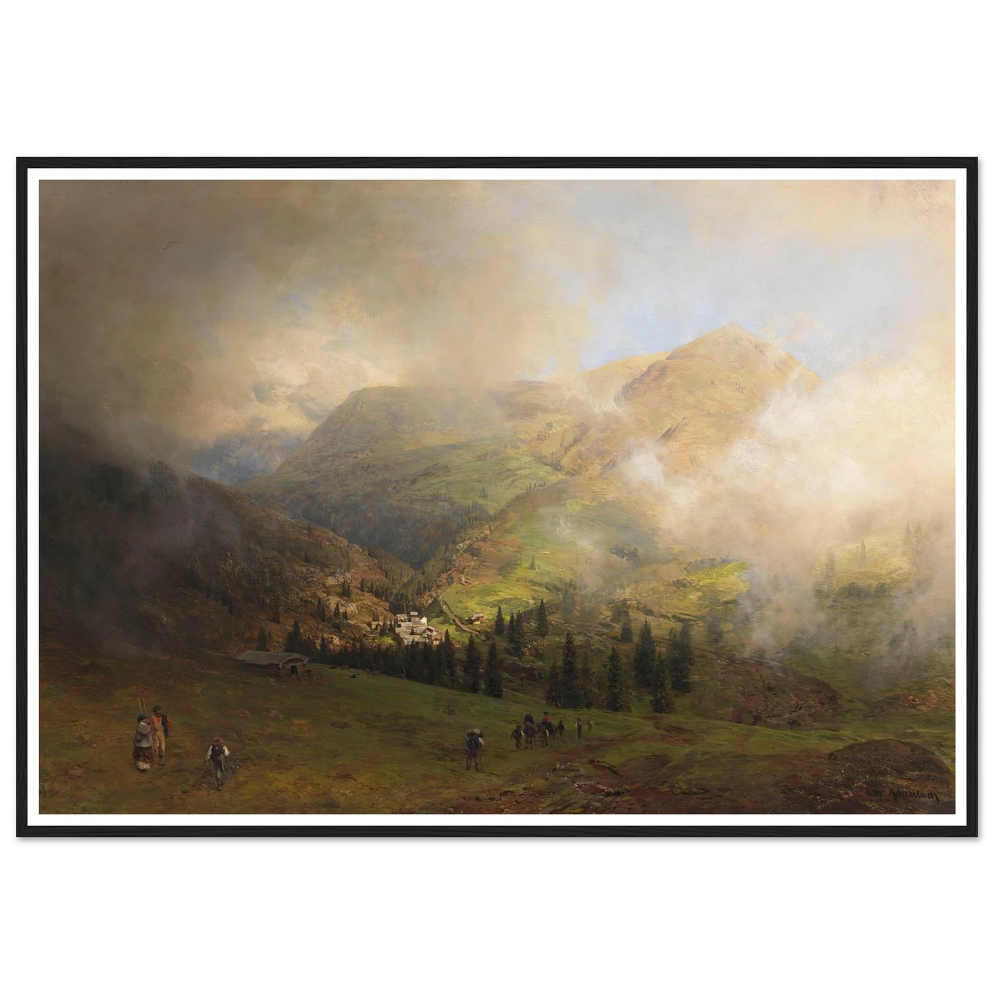 Blick auf die Rigi (1864) Art Print | Oswald Achenbach - Framed Poster - 30x40 cm / 12x16″ - Black frame