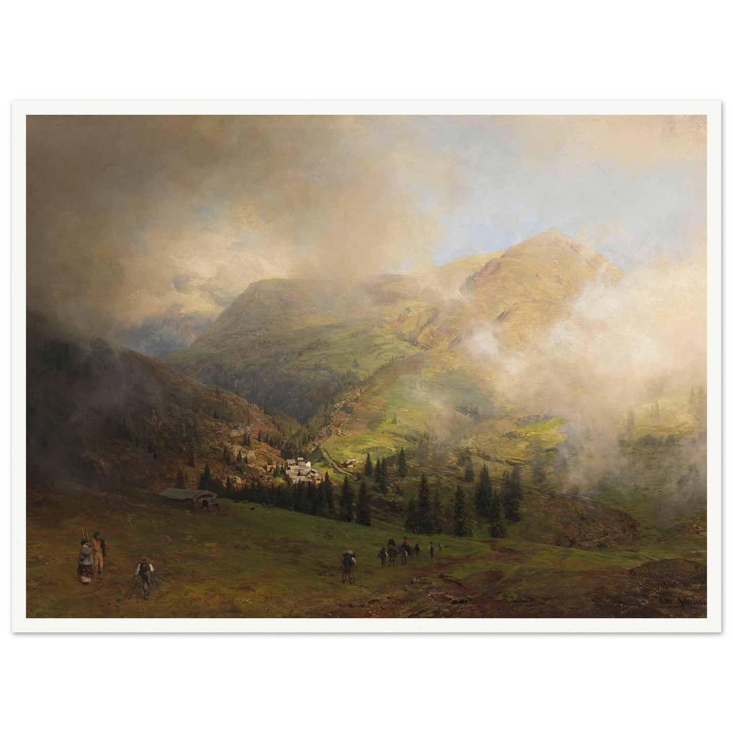 Blick auf die Rigi (1864) Art Print | Oswald Achenbach - Framed Poster - 30x40 cm / 12x16″ - Black frame