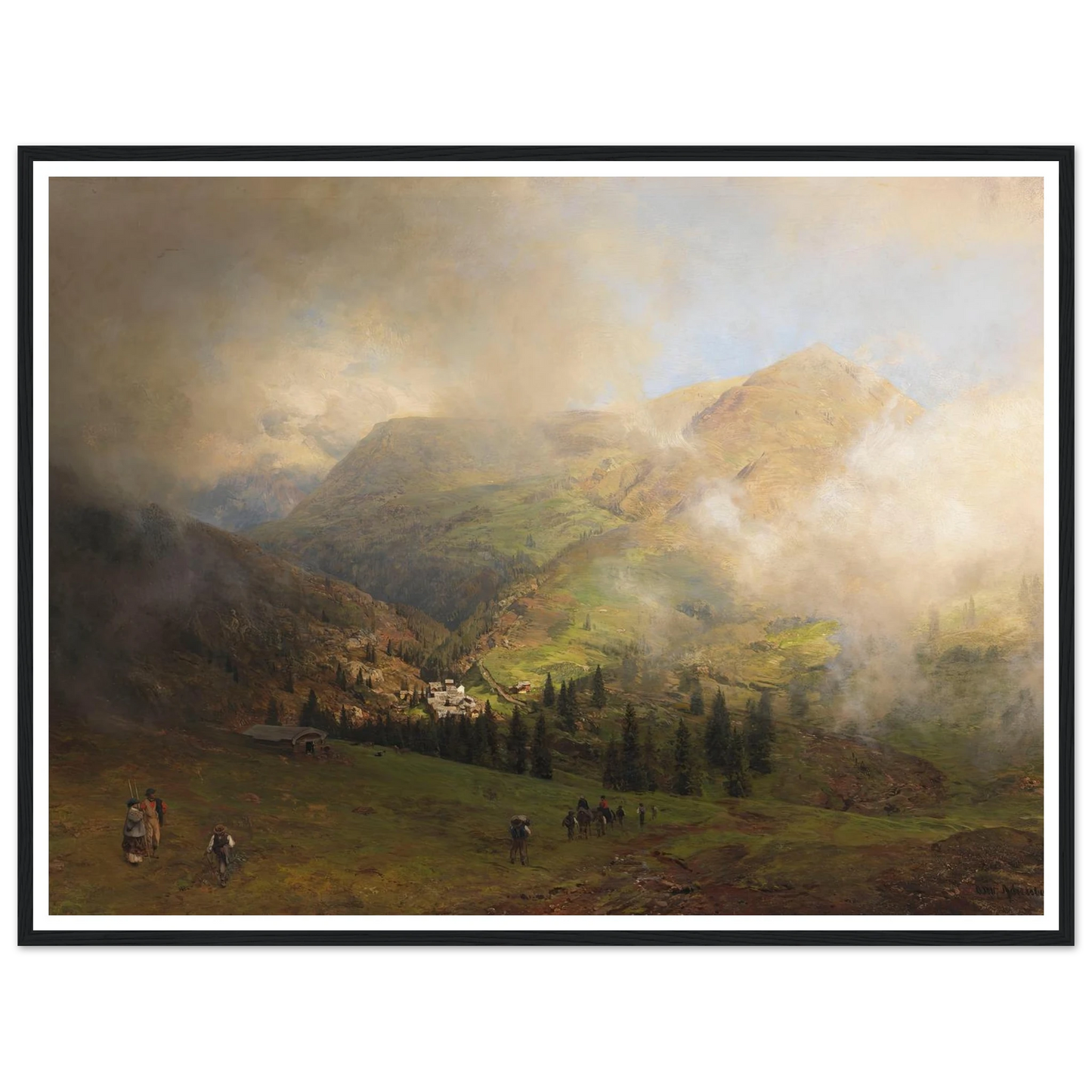 Blick auf die Rigi (1864) Art Print | Oswald Achenbach - Framed Poster - 30x40 cm / 12x16″ - Black frame