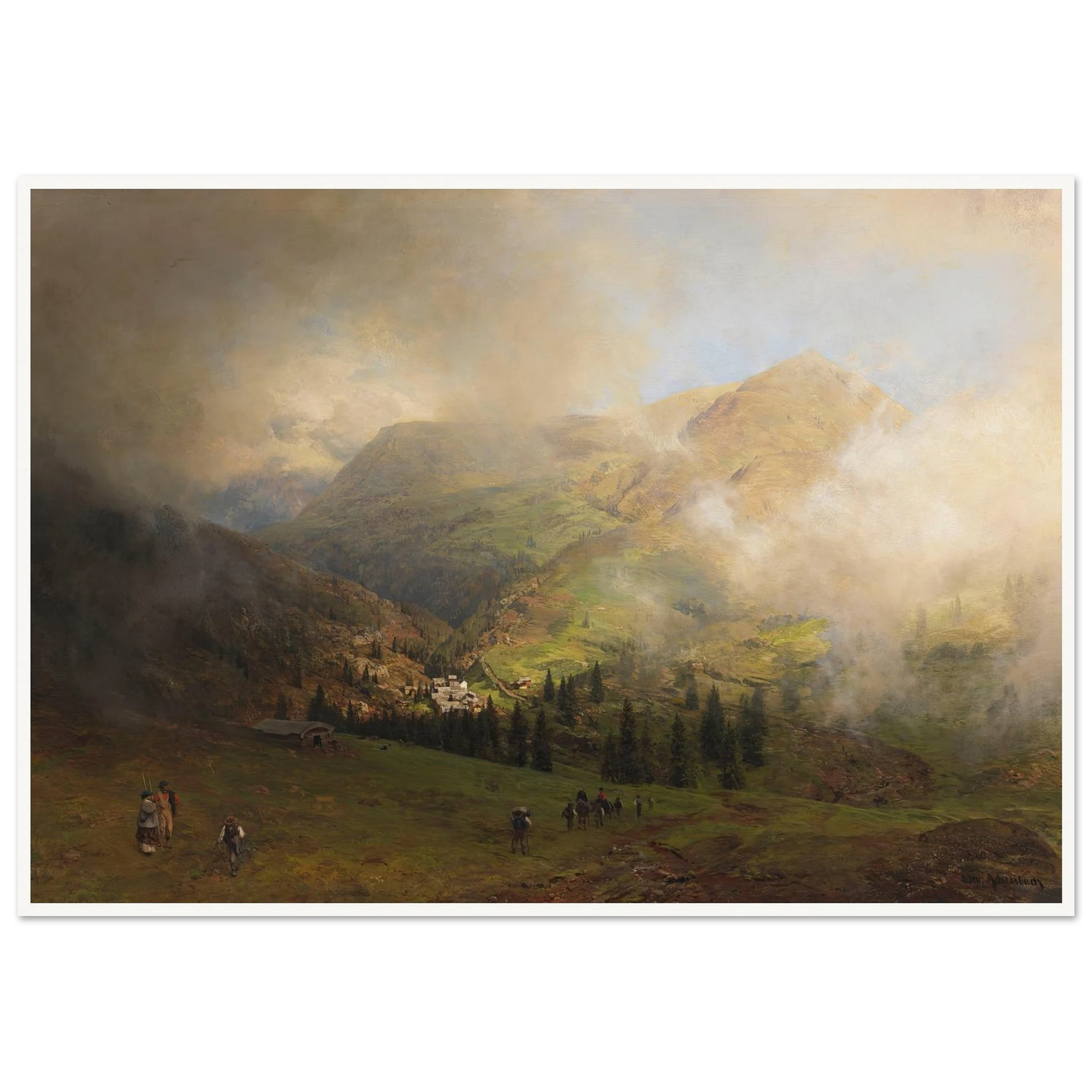 Blick auf die Rigi (1864) Art Print | Oswald Achenbach - Framed Poster - 30x40 cm / 12x16″ - Black frame