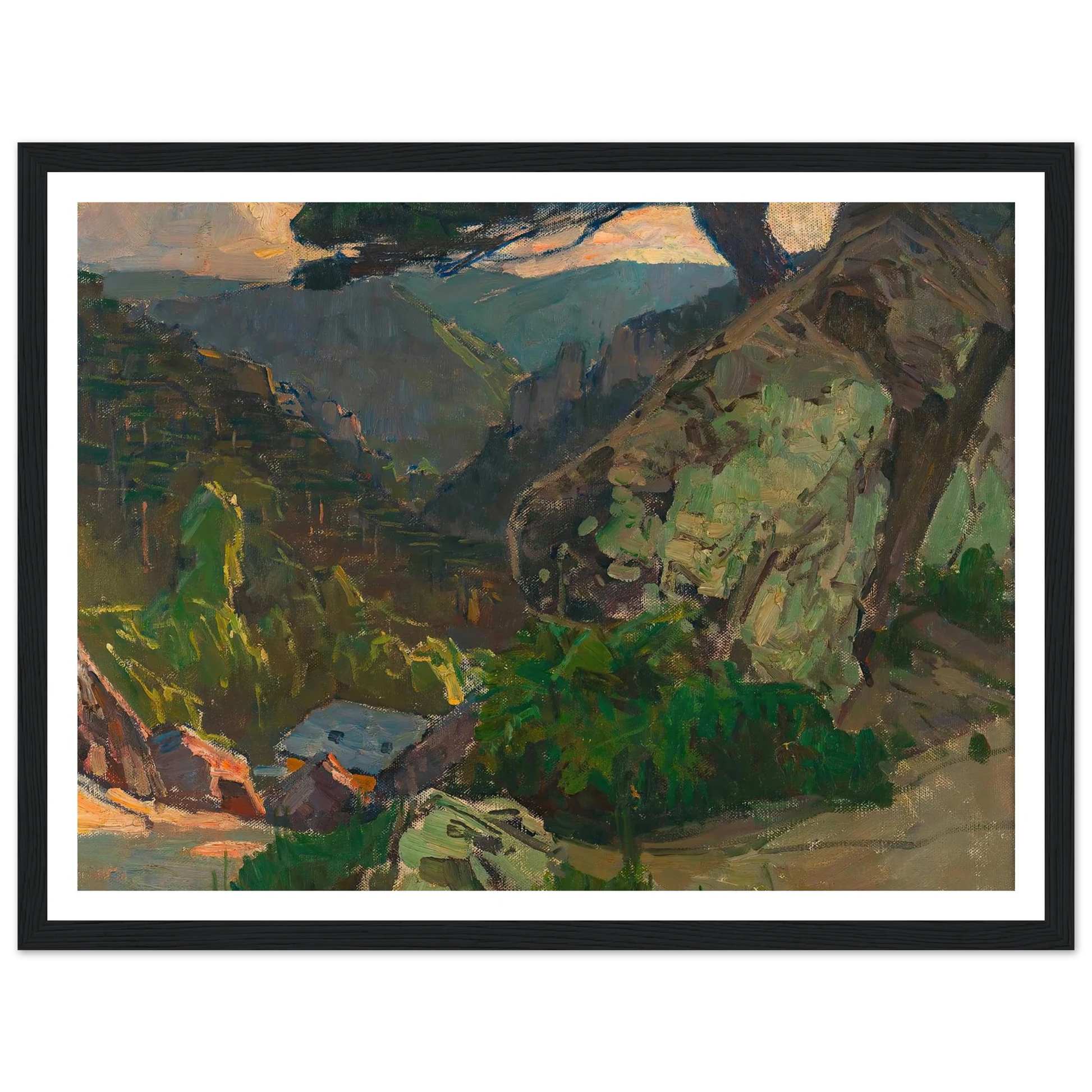 Blick in die Klausen bei Mödling (1942) Art Print | Carl Moll - Framed Poster - 30x40 cm / 12x16″ - Black frame