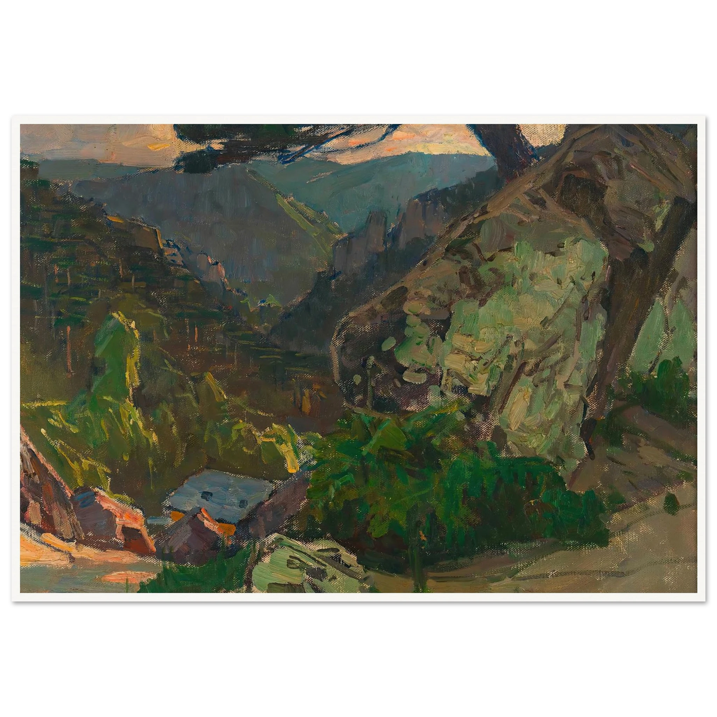 Blick in die Klausen bei Mödling (1942) Art Print | Carl Moll - Framed Poster - 30x40 cm / 12x16″ - Black frame