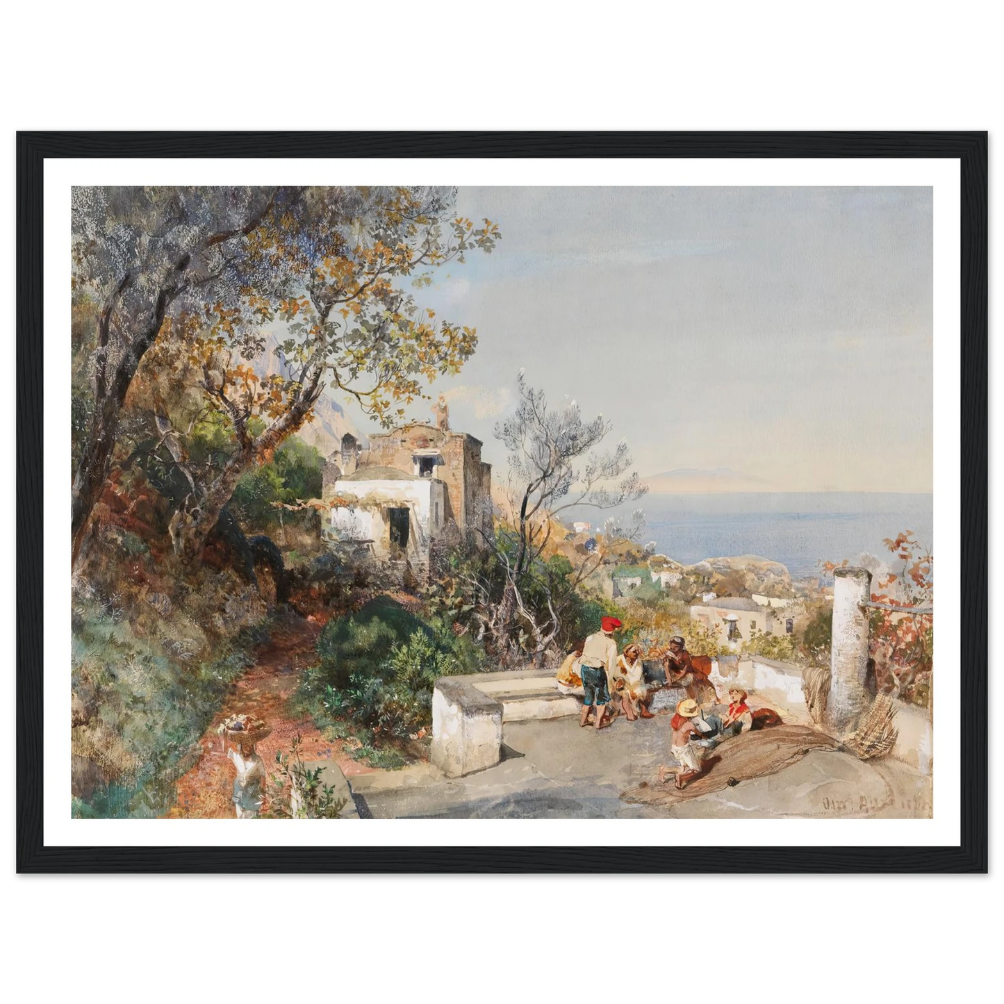 Blick über die Bucht von Neapel (1880) Art Print | Oswald Achenbach - Framed Poster - 30x40 cm / 12x16″ - Black frame