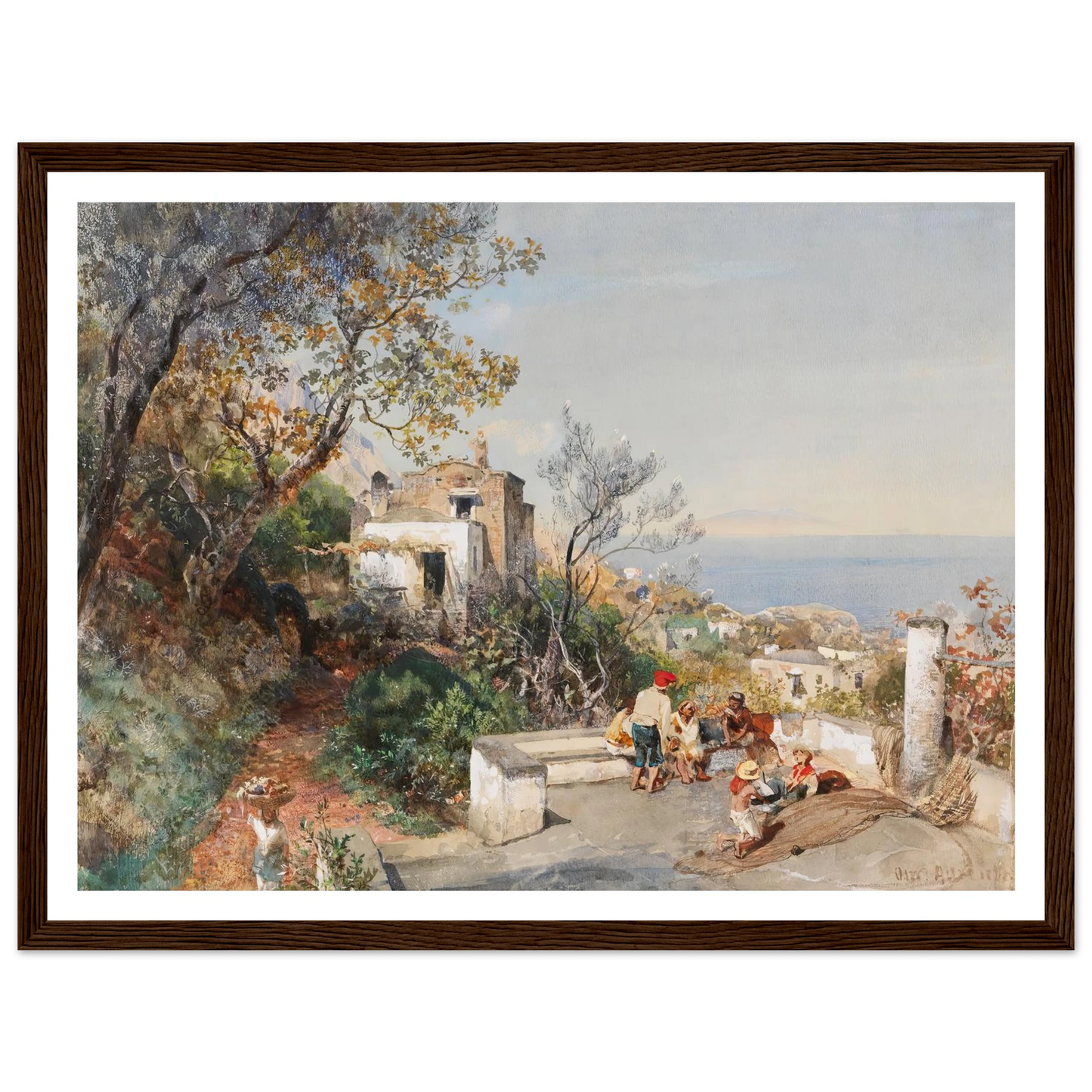 Blick über die Bucht von Neapel (1880) Art Print | Oswald Achenbach - Framed Poster - 30x40 cm / 12x16″ - Black frame