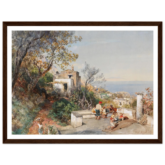 Blick über die Bucht von Neapel (1880) Art Print | Oswald Achenbach - Framed Poster - 30x40 cm / 12x16″ - Black frame