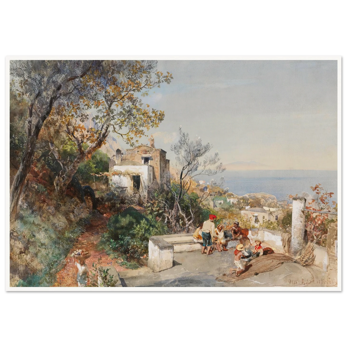 Blick über die Bucht von Neapel (1880) Art Print | Oswald Achenbach - Framed Poster - 30x40 cm / 12x16″ - Black frame