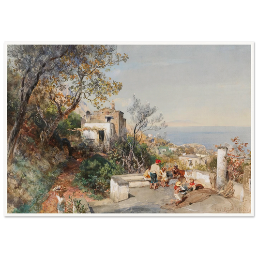 Blick über die Bucht von Neapel (1880) Art Print | Oswald Achenbach - Framed Poster - 30x40 cm / 12x16″ - Black frame