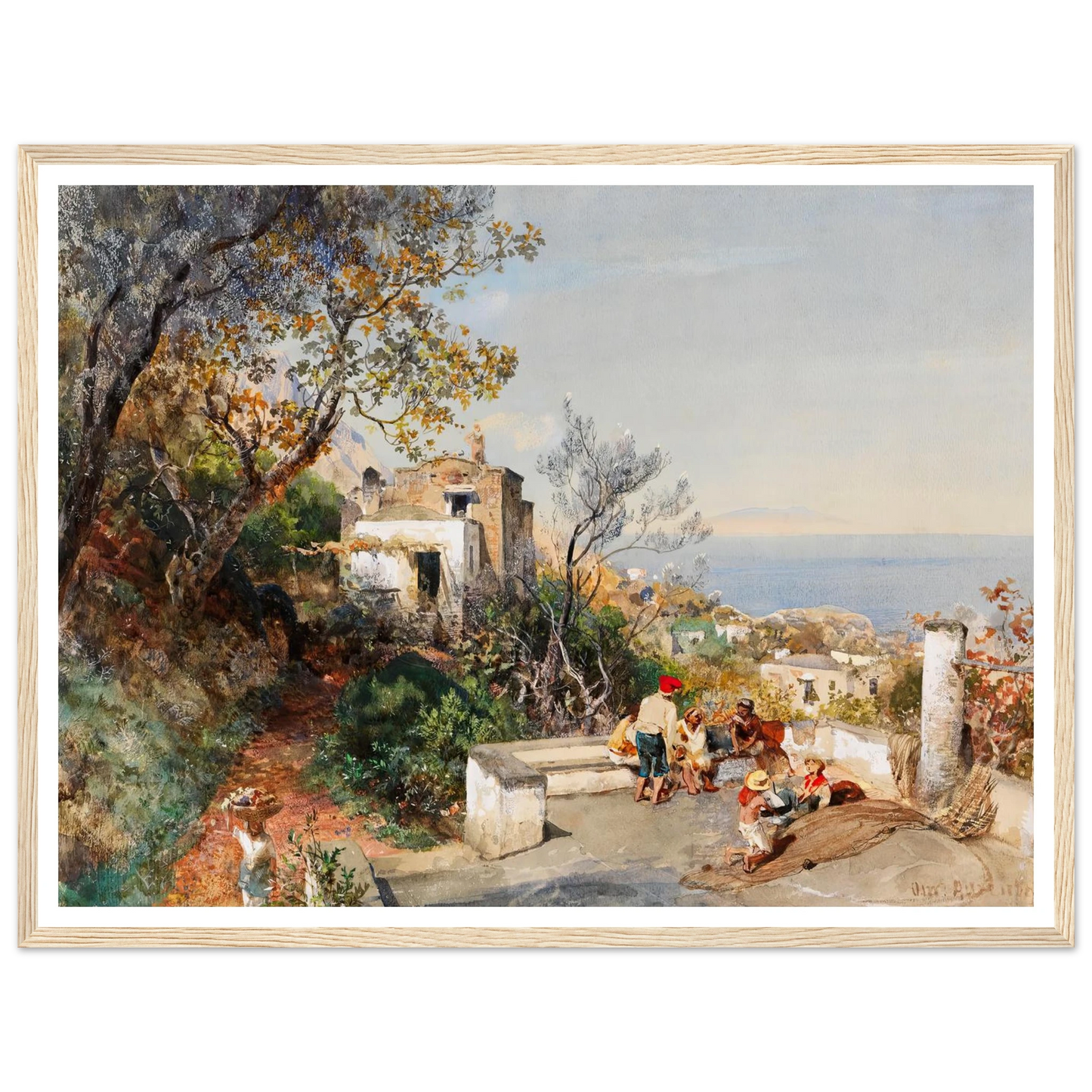 Blick über die Bucht von Neapel (ca.1880) Art Print | Oswald Achenbach - Framed Poster - 30x40 cm / 12x16″ - Black frame
