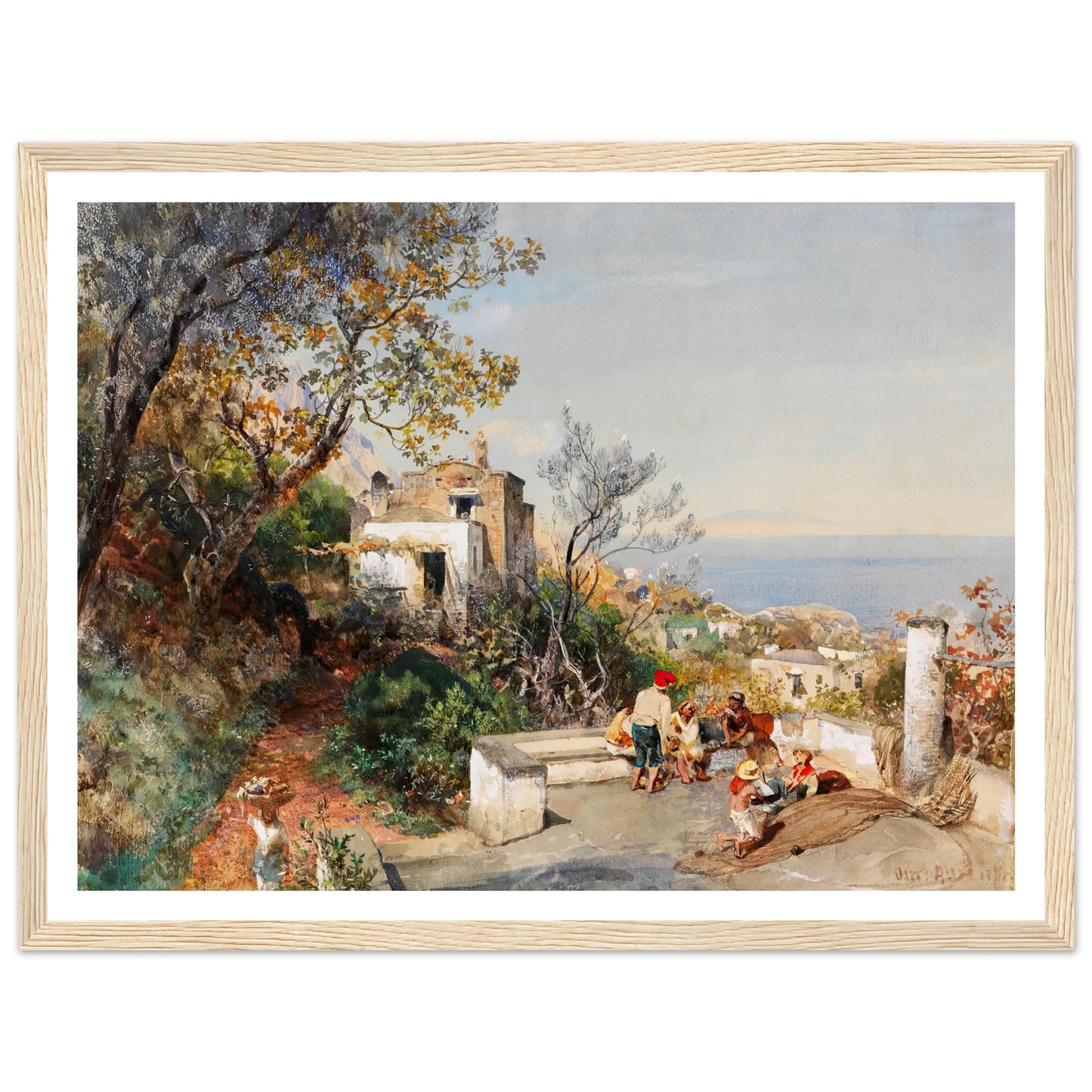 Blick über die Bucht von Neapel (ca.1880) Art Print | Oswald Achenbach - Framed Poster - 30x40 cm / 12x16″ - Black frame