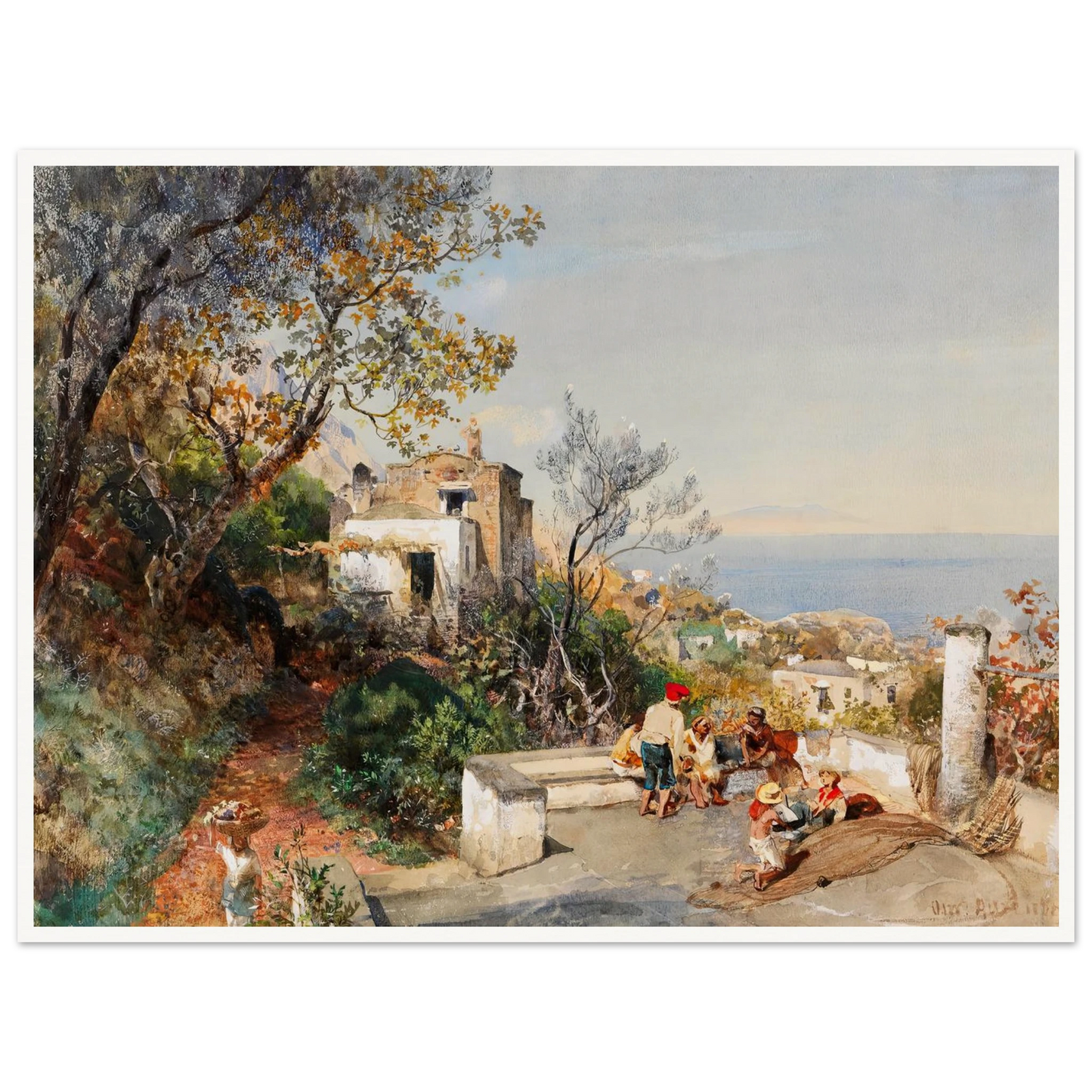 Blick über die Bucht von Neapel (ca.1880) Art Print | Oswald Achenbach - Framed Poster - 30x40 cm / 12x16″ - Black frame