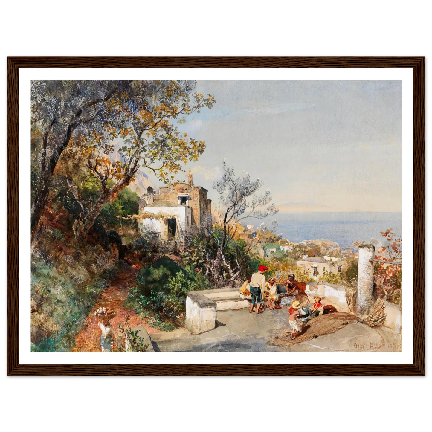 Blick über die Bucht von Neapel (ca.1880) Art Print | Oswald Achenbach - Framed Poster - 30x40 cm / 12x16″ - Black frame