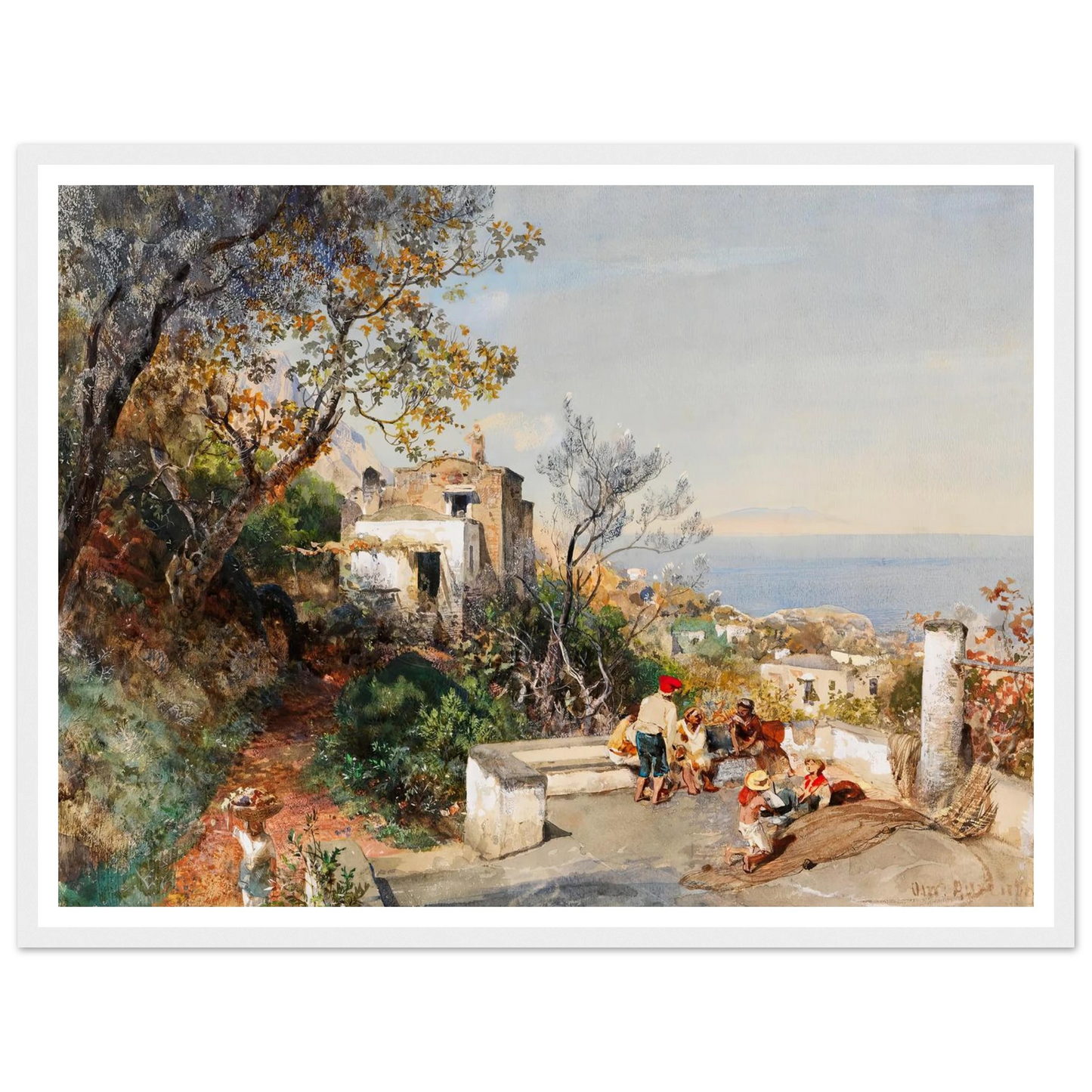 Blick über die Bucht von Neapel (ca.1880) Art Print | Oswald Achenbach - Framed Poster - 30x40 cm / 12x16″ - Black frame