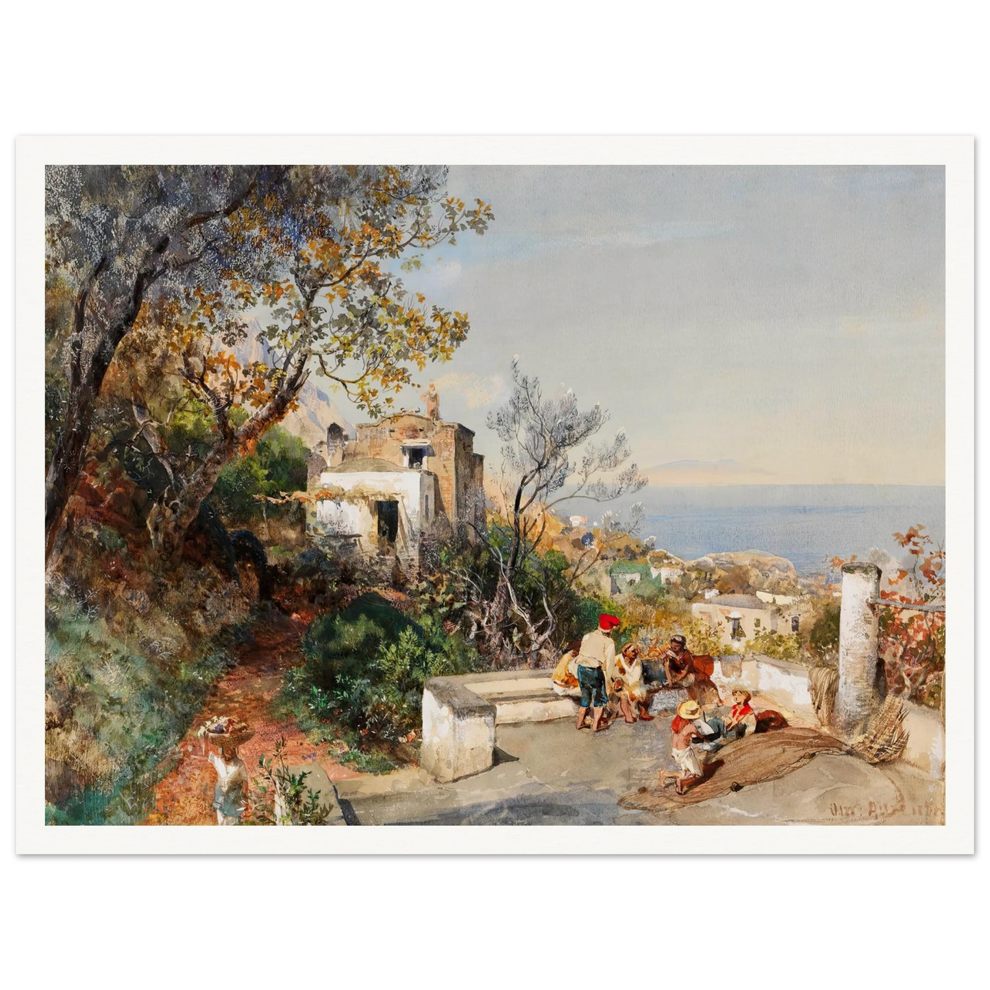 Blick über die Bucht von Neapel (ca.1880) Art Print | Oswald Achenbach - Framed Poster - 30x40 cm / 12x16″ - Black frame