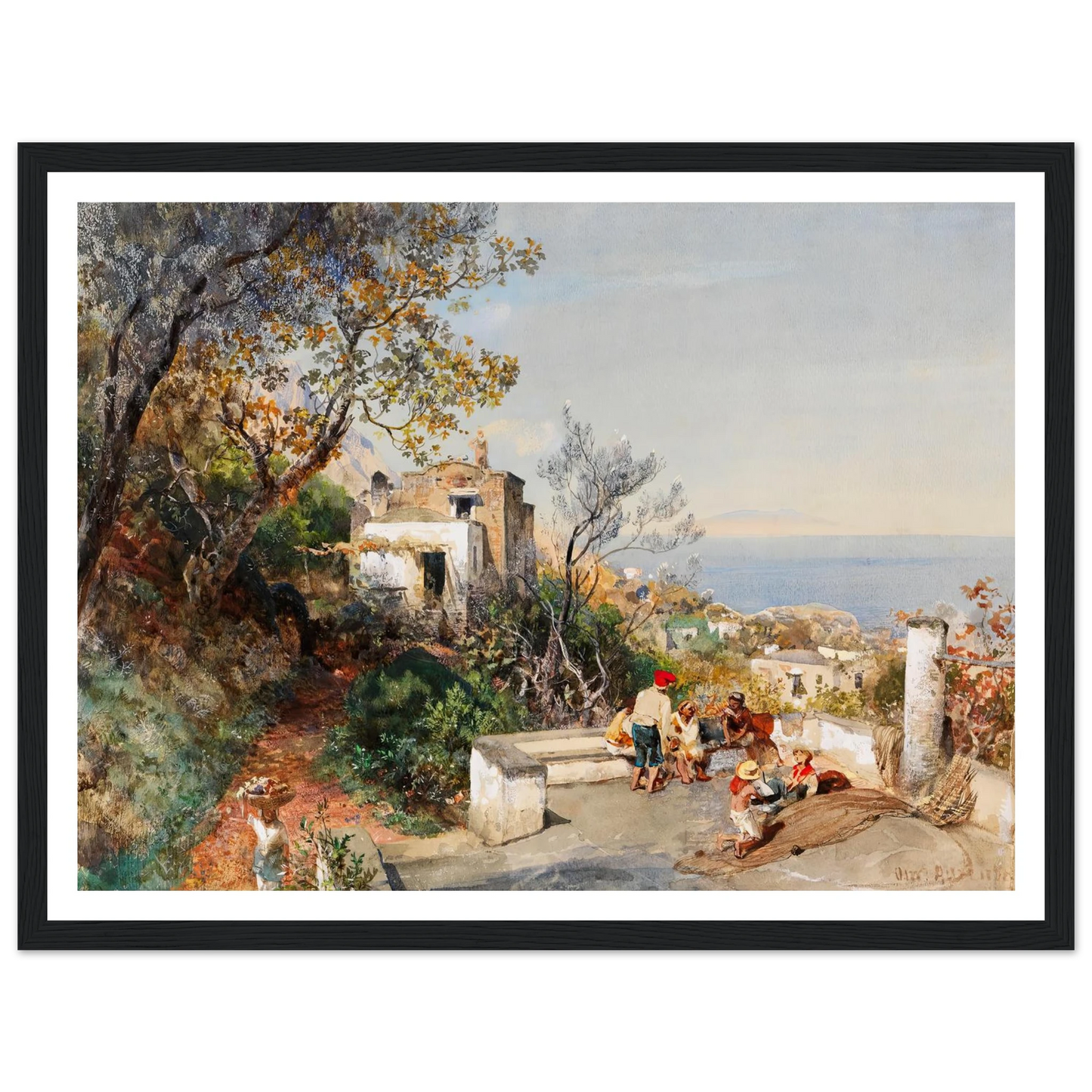 Blick über die Bucht von Neapel (ca.1880) Art Print | Oswald Achenbach - Framed Poster - 30x40 cm / 12x16″ - Black frame