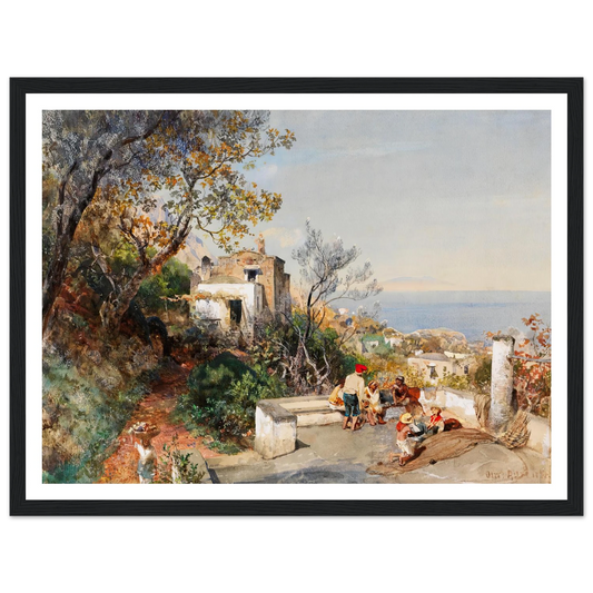 Blick über die Bucht von Neapel (ca.1880) Art Print | Oswald Achenbach - Framed Poster - 30x40 cm / 12x16″ - Black frame