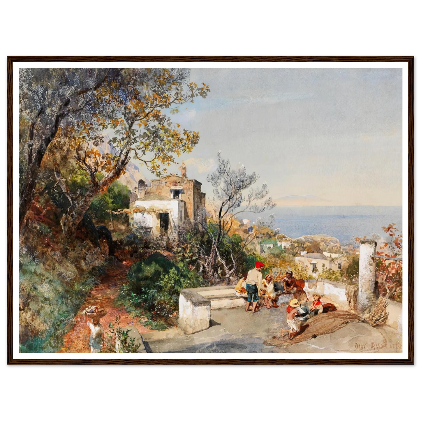 Blick über die Bucht von Neapel (ca.1880) Art Print | Oswald Achenbach - Framed Poster - 30x40 cm / 12x16″ - Black frame