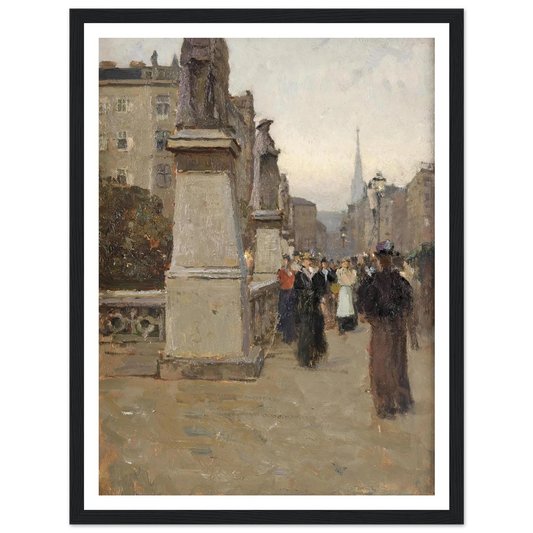 Blick vom rechten Brückenkopf der Elisabethbrücke gegen die Kärntnerstrasse (1895) Art Print | Carl Moll - Framed Poster - 30x40 cm / 12x16″ - Black frame