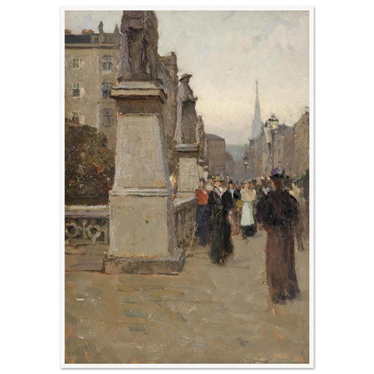 Blick vom rechten Brückenkopf der Elisabethbrücke gegen die Kärntnerstrasse (1895) Art Print | Carl Moll - Framed Poster - 30x40 cm / 12x16″ - Black frame