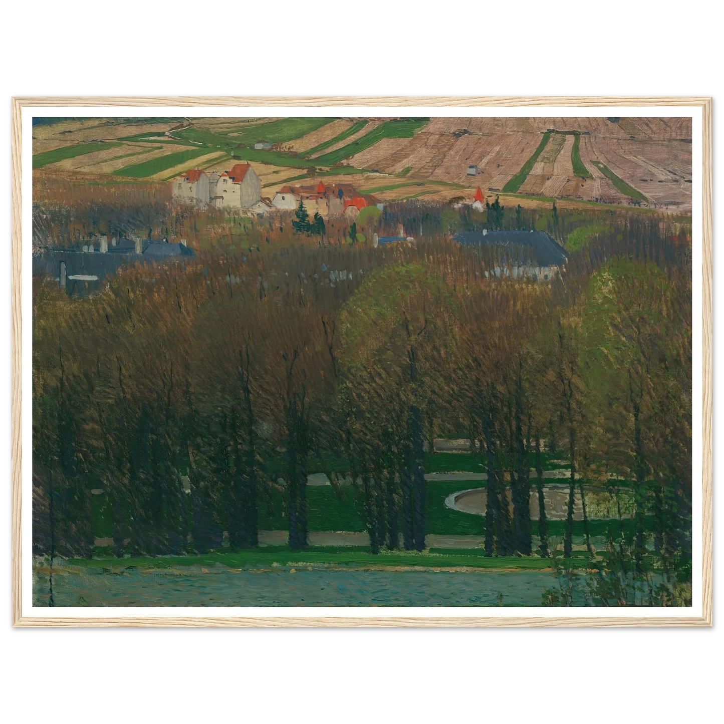 Blick von Heiligenstadt auf den Nußberg (1903) Art Print | Carl Moll - Framed Poster - 30x40 cm / 12x16″ - Black frame
