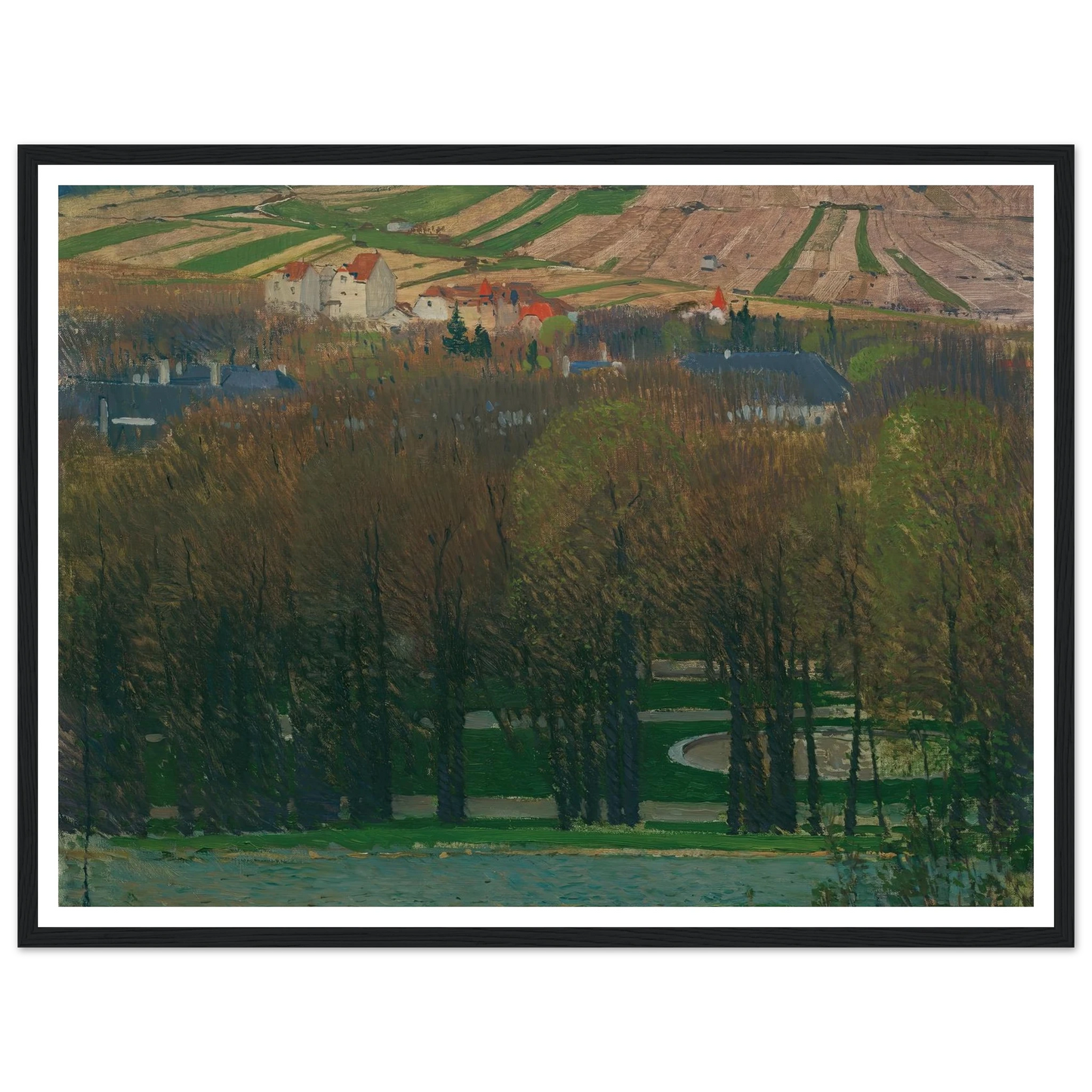 Blick von Heiligenstadt auf den Nußberg (1903) Art Print | Carl Moll - Framed Poster - 30x40 cm / 12x16″ - Black frame