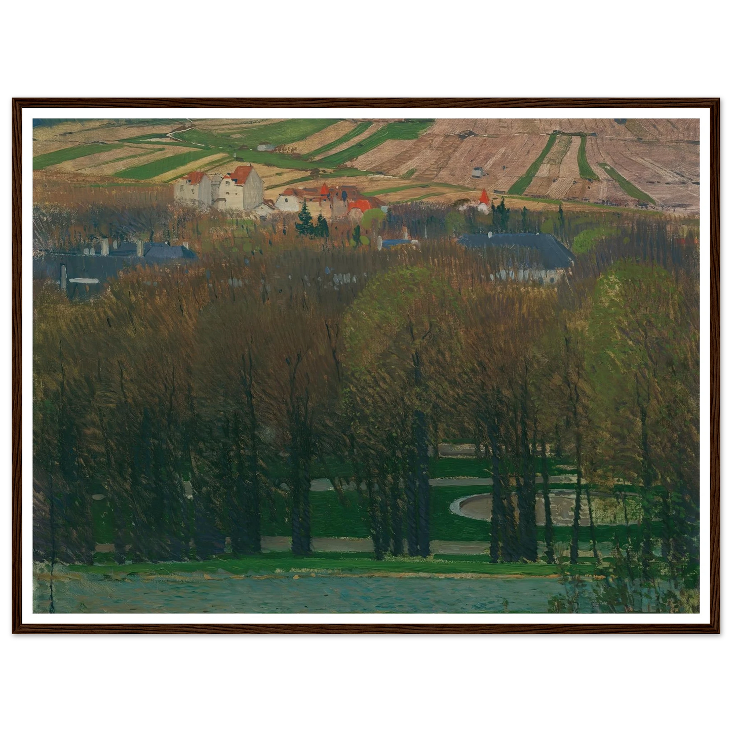 Blick von Heiligenstadt auf den Nußberg (1903) Art Print | Carl Moll - Framed Poster - 30x40 cm / 12x16″ - Black frame