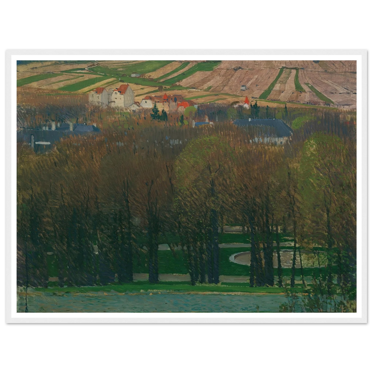 Blick von Heiligenstadt auf den Nußberg (1903) Art Print | Carl Moll - Framed Poster - 30x40 cm / 12x16″ - Black frame