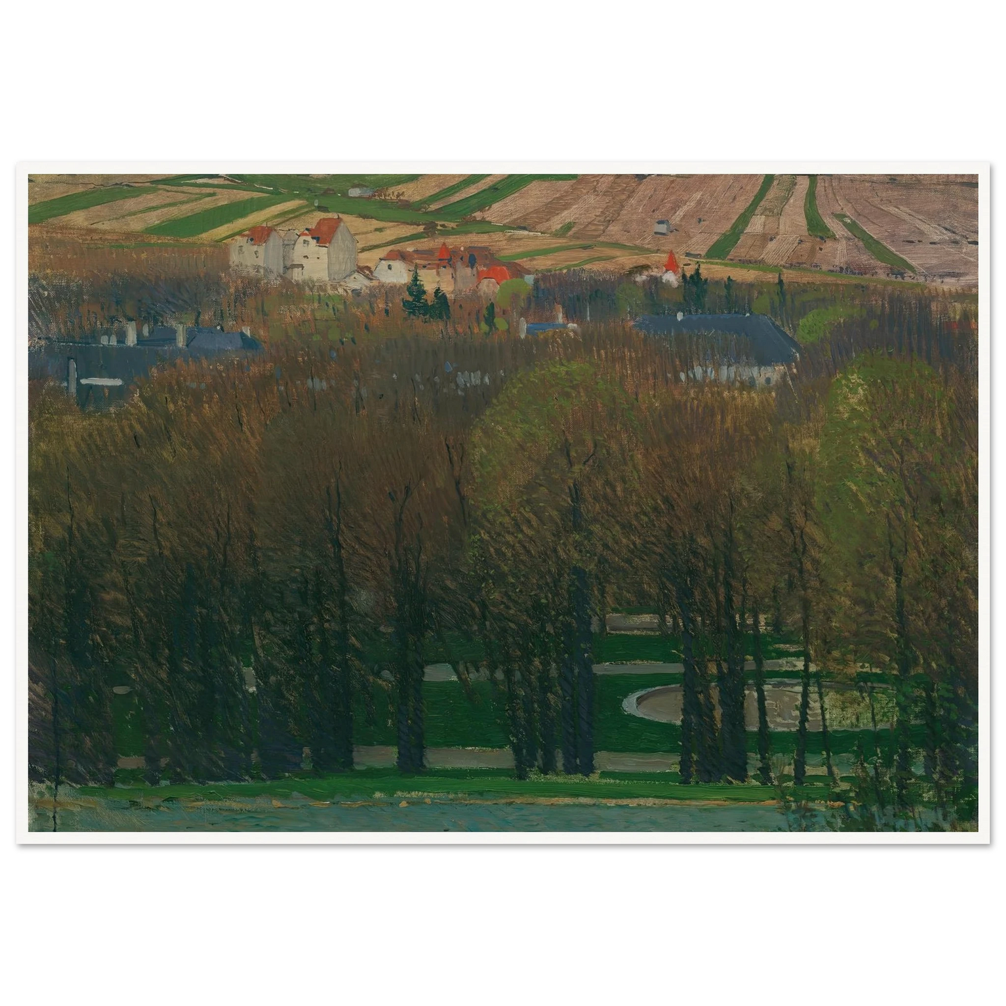 Blick von Heiligenstadt auf den Nußberg (1903) Art Print | Carl Moll - Framed Poster - 30x40 cm / 12x16″ - Black frame