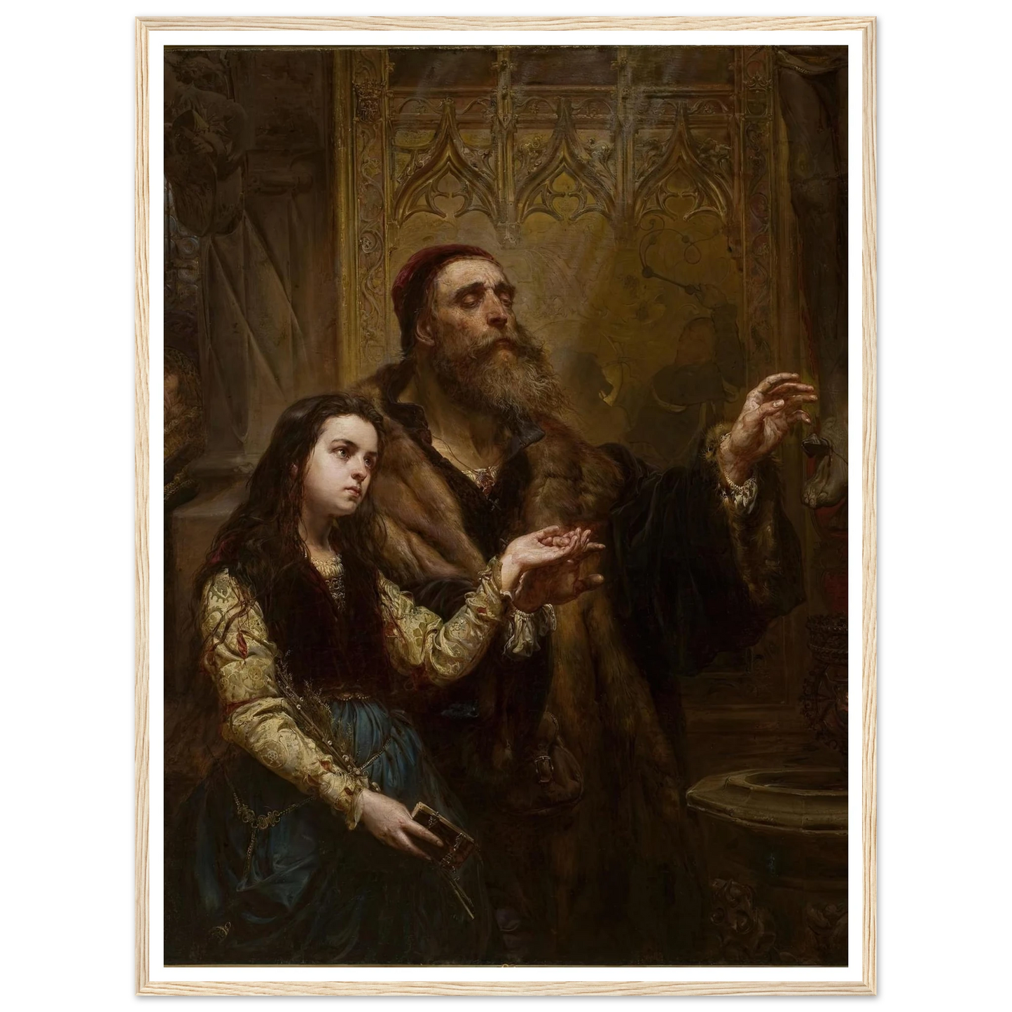 Blind Veit Stoss with his granddaughter (1865) Art Print | Jan Matejko - Framed Poster - 30x40 cm / 12x16″ - Black frame