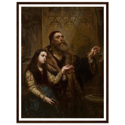 Blind Veit Stoss with his granddaughter (1865) Art Print | Jan Matejko - Framed Poster - 30x40 cm / 12x16″ - Black frame