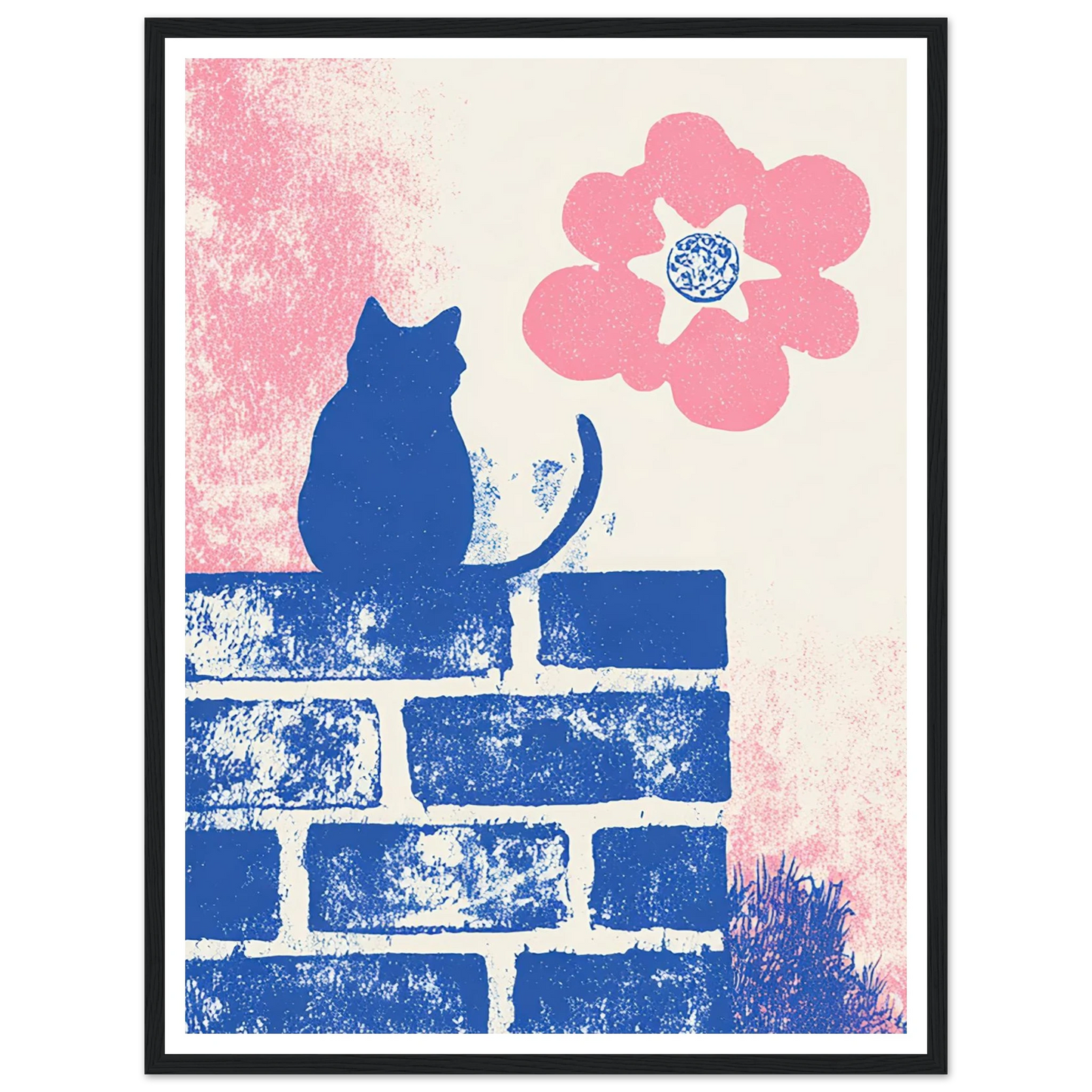 Blue Brick Sentinel - Framed Poster - 30x40 cm / 12x16″ - Black frame