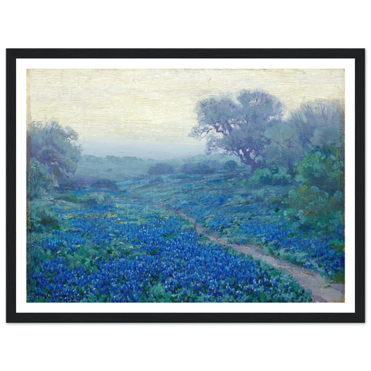 Bluebonnets at Sunrise (1917) Art Print | Julian Onderdonk - Framed Poster - 30x40 cm / 12x16″ - Black frame