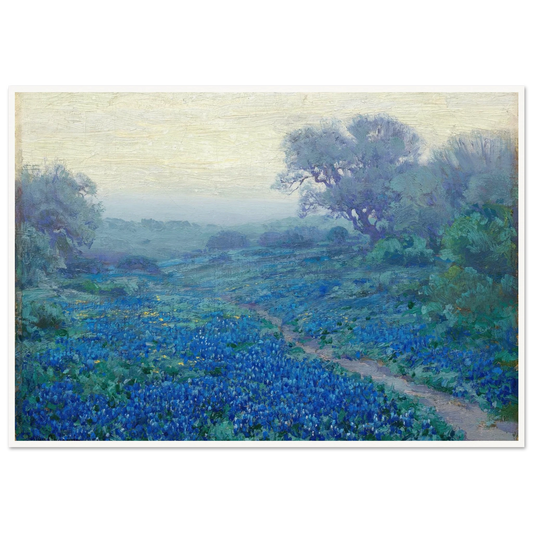 Bluebonnets at Sunrise (1917) Art Print | Julian Onderdonk - Framed Poster - 30x40 cm / 12x16″ - Black frame