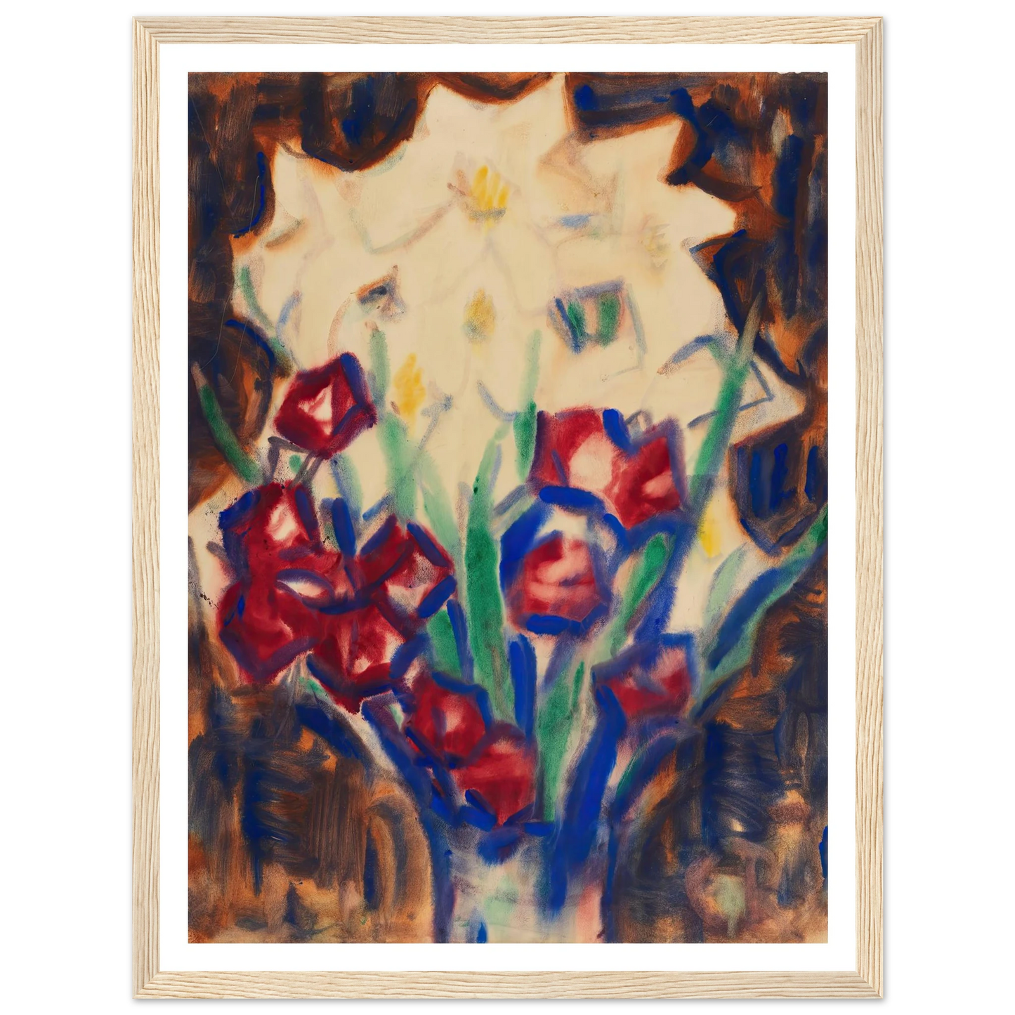 Blumenstillleben (Um 1916) Art Print | Christian Rohlfs - Framed Poster - 30x40 cm / 12x16″ - Black frame