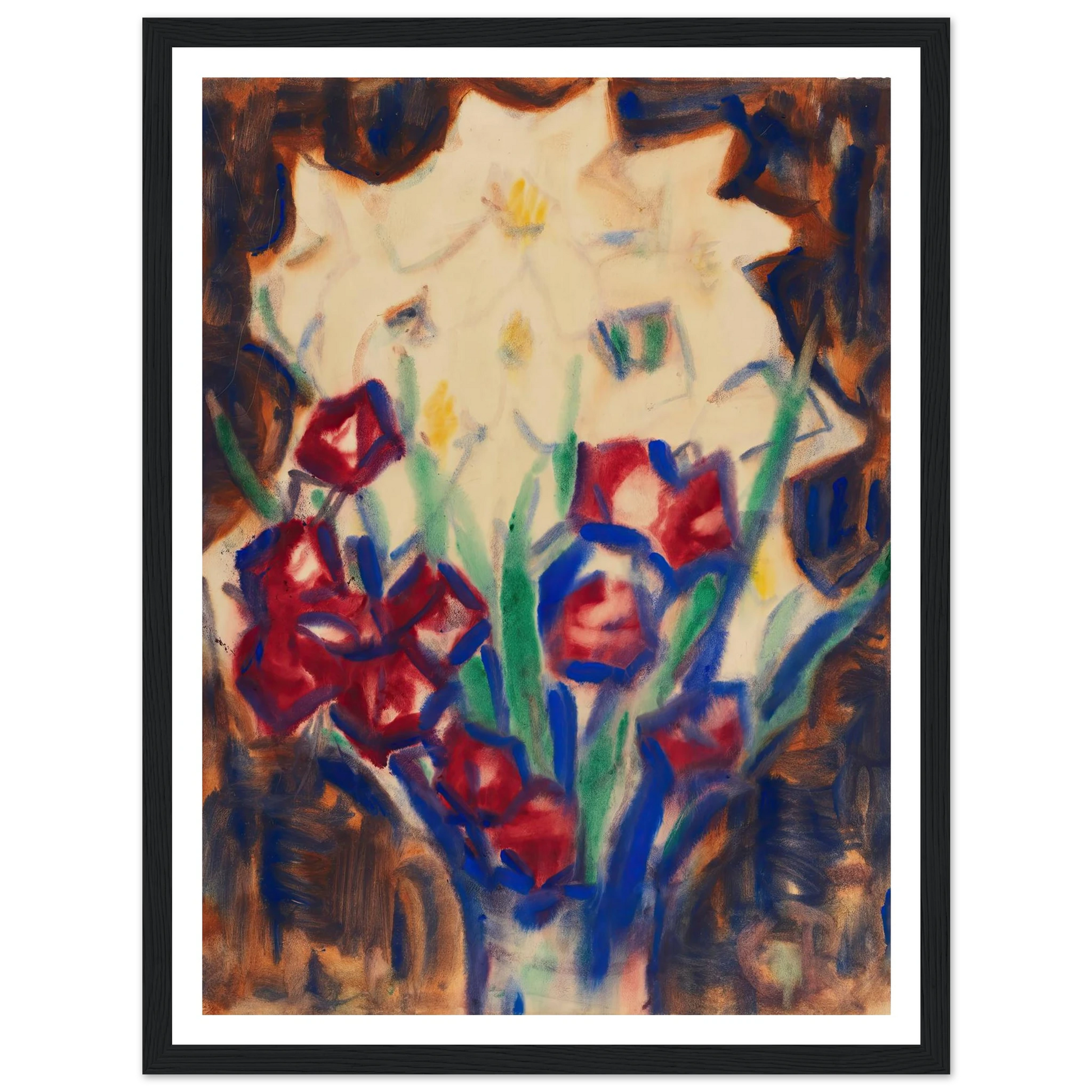 Blumenstillleben (Um 1916) Art Print | Christian Rohlfs - Framed Poster - 30x40 cm / 12x16″ - Black frame
