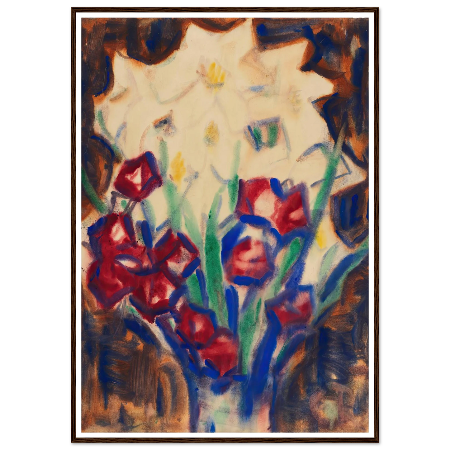 Blumenstillleben (Um 1916) Art Print | Christian Rohlfs - Framed Poster - 30x40 cm / 12x16″ - Black frame